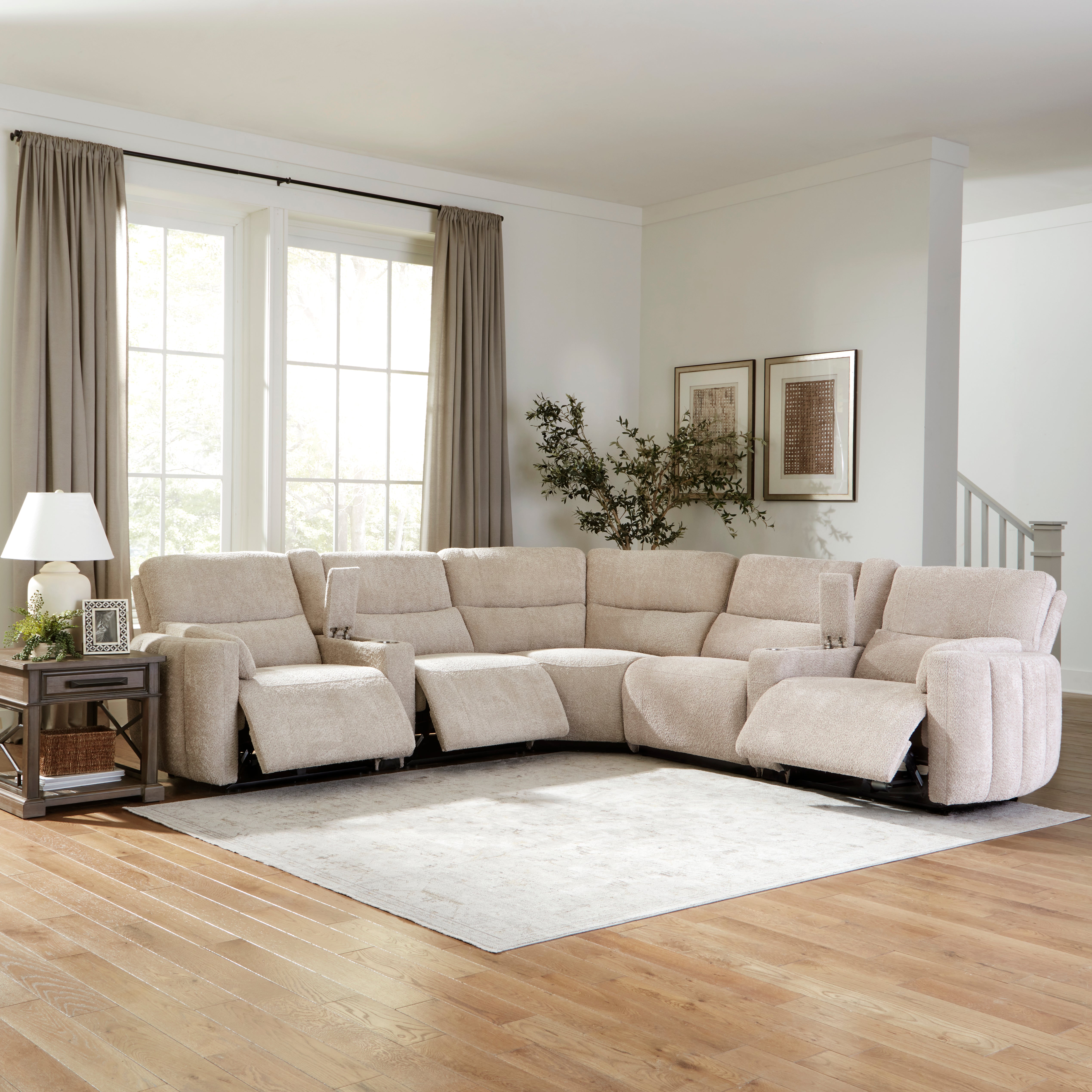 Parker Living Modesto - Buttercream 7 Piece Modular Power Reclining Sectional with Power Adjustable Headrests