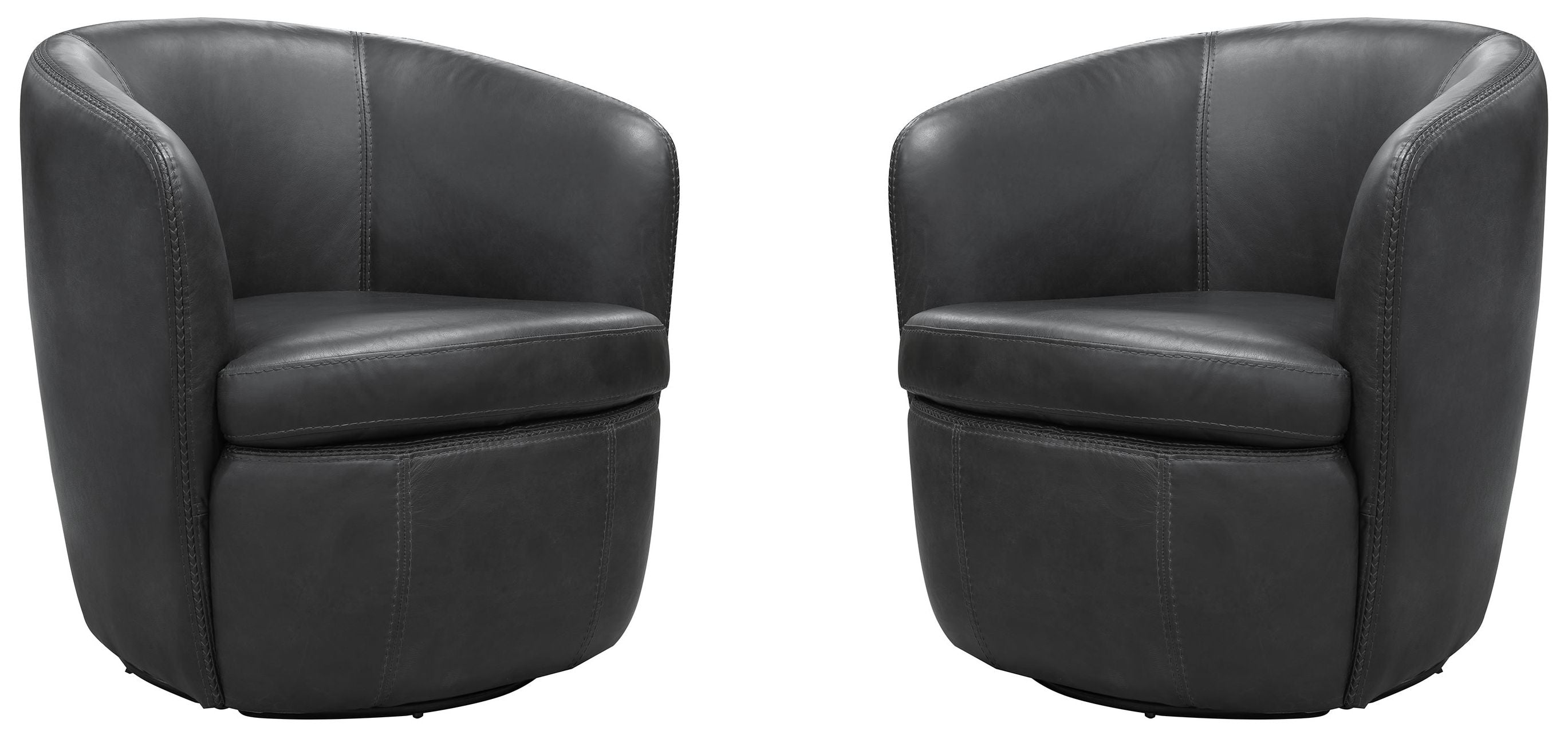 Parker Living Barolo - Vintage Slate 100% Italian Leather Swivel Club Chair Two Pack