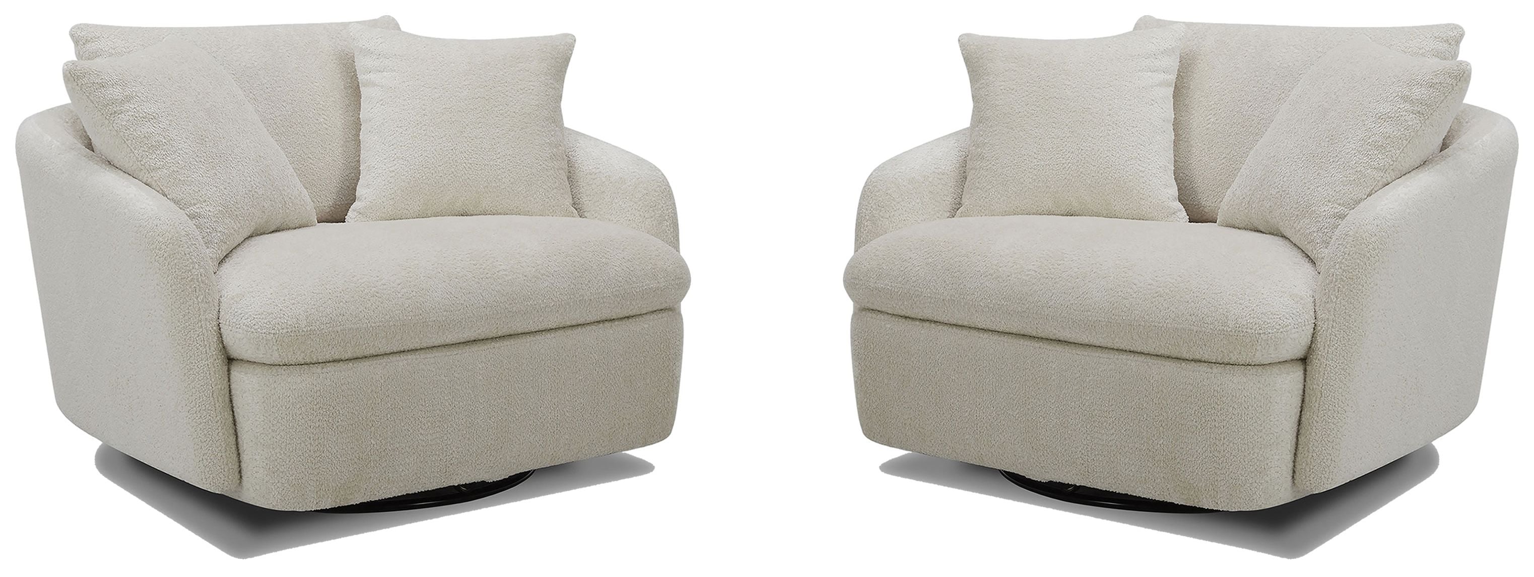 Parker Living Boomer - Utopia Sand Large Swivel Chair with 2 Toss Pillows Two Pack