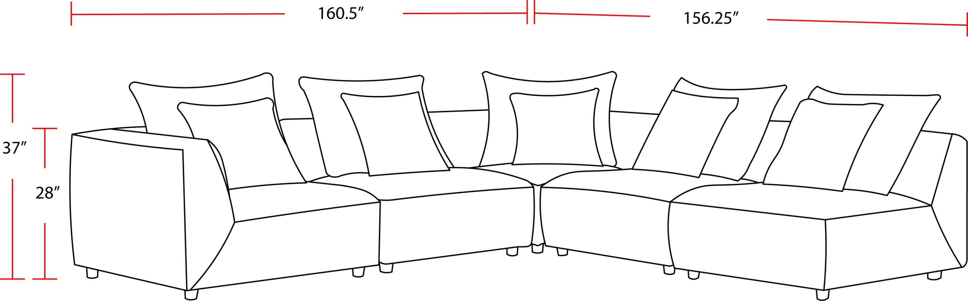 Parker Living Recess - Reptile Blue 5 Piece Modular Sectional