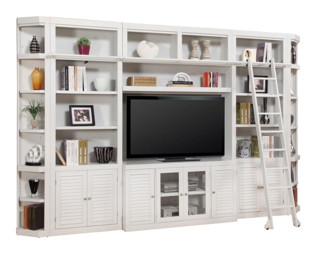 Parker House Boca 7 Piece Entertainment Wall with Corner Bookcases