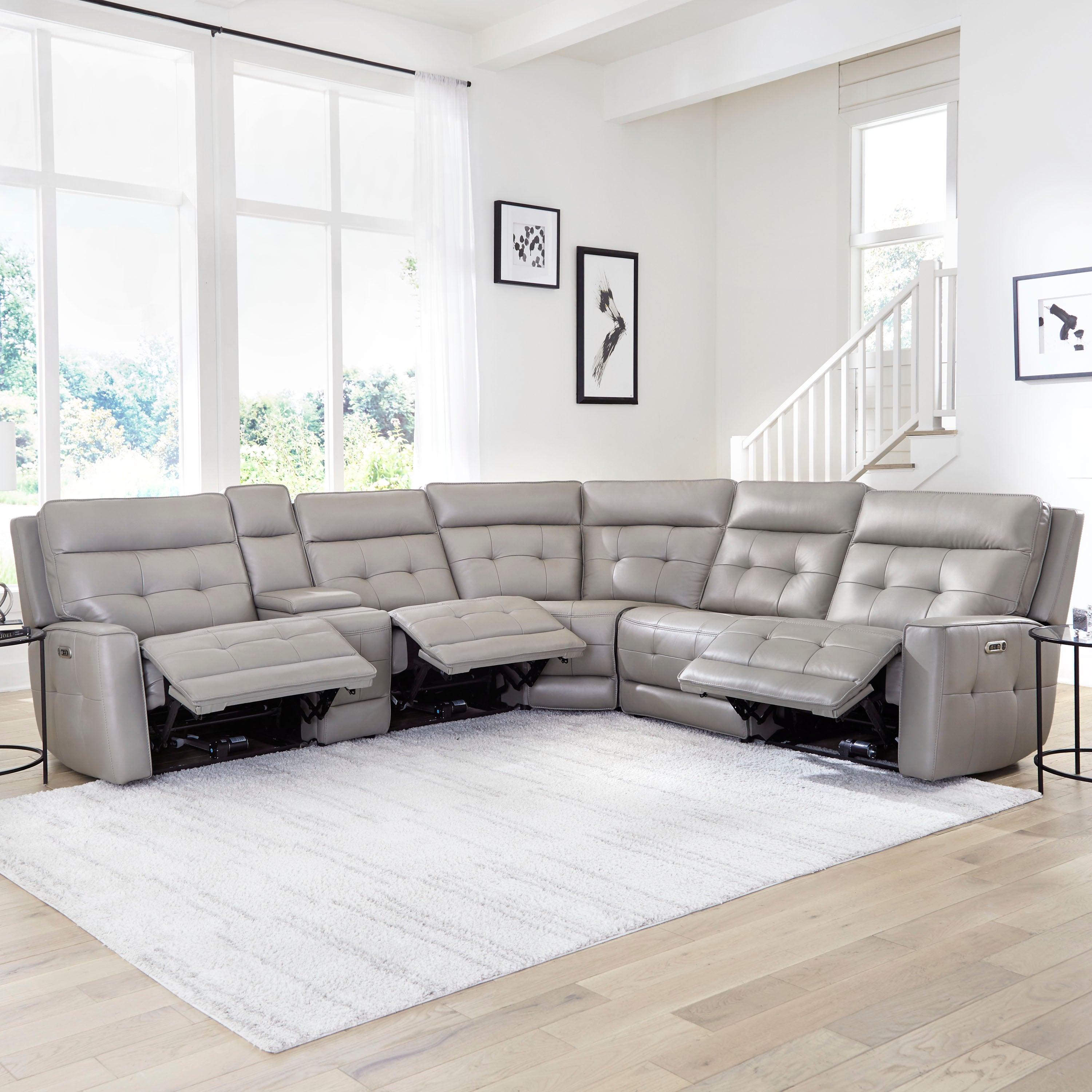 Parker Living Canterbury - Pewter 6 Piece Zero Gravity Modular Power Reclining Sectional