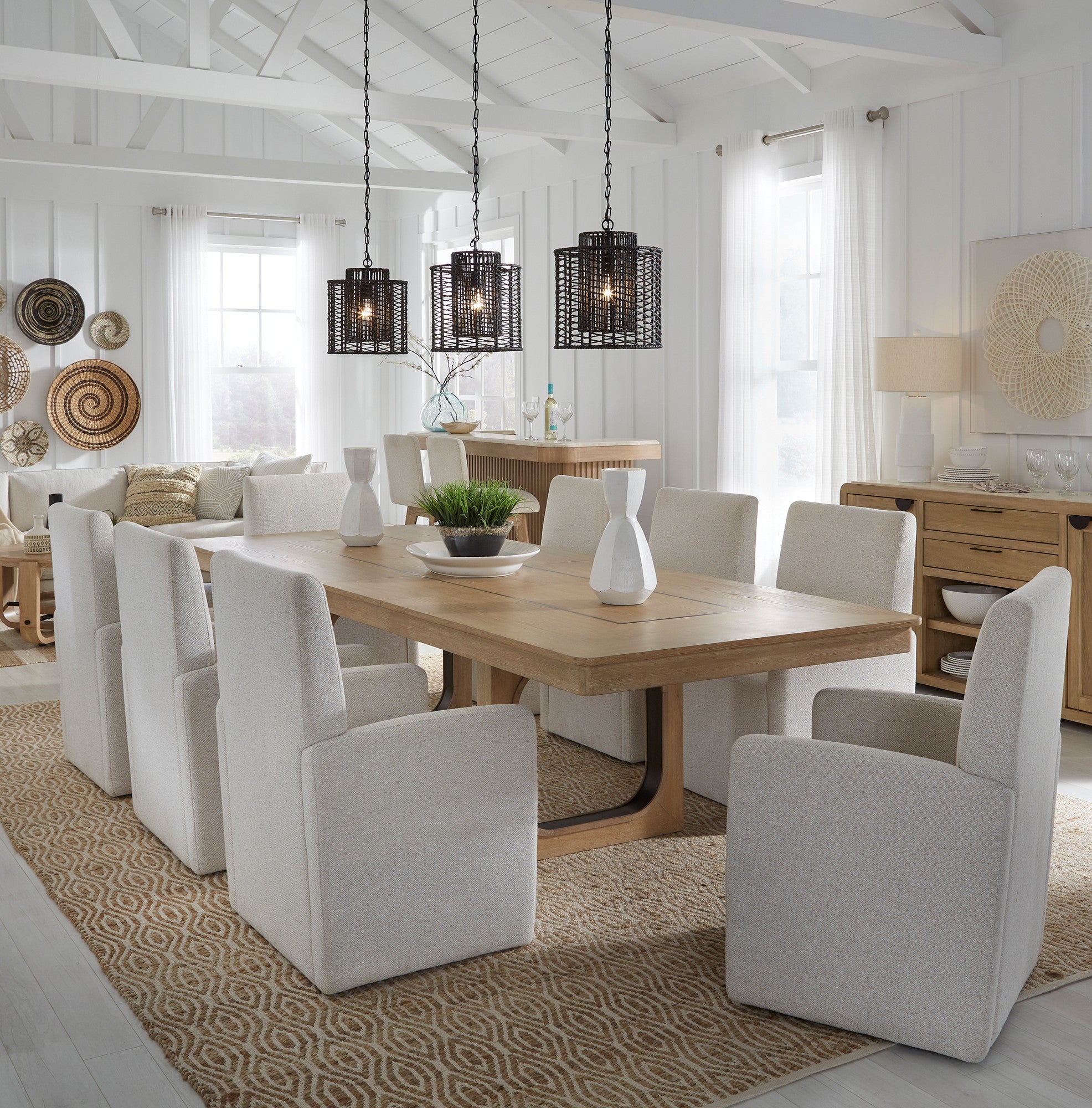 Parker House Escape - Dining 84" Rectangular Table with 8 caster chairs