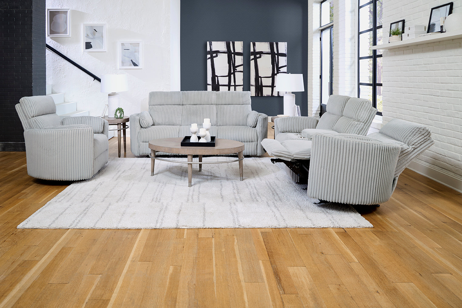 Parker Living Radius - Mega Grey Power Reclining Sofa Loveseat and Recliner