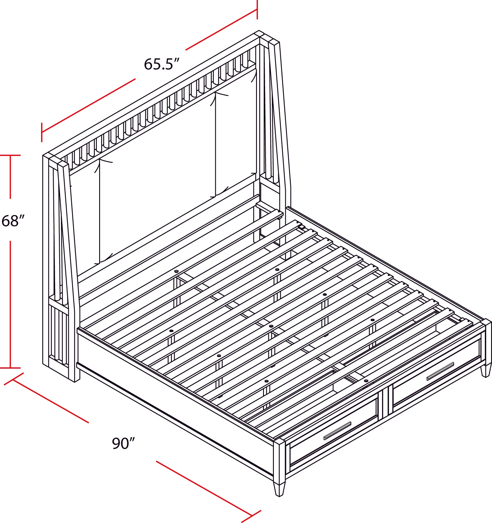 Parker House Americana Modern Bedroom Queen Shelter Bed 2 Nightstands and Dresser with Mirror