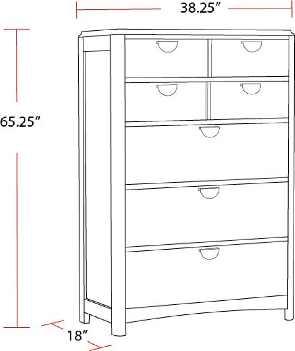 Parker House Escape - Bedroom 5 Drawer Chest with Cedar Bottom