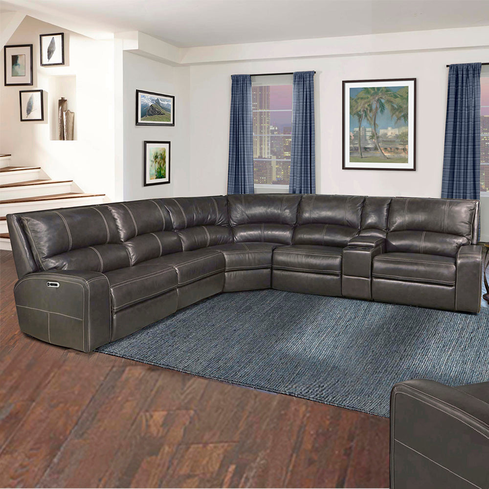 Parker Living Swift - Twilight 6 Piece Modular Power Reclining Sectional with Power Adjustable Headrests
