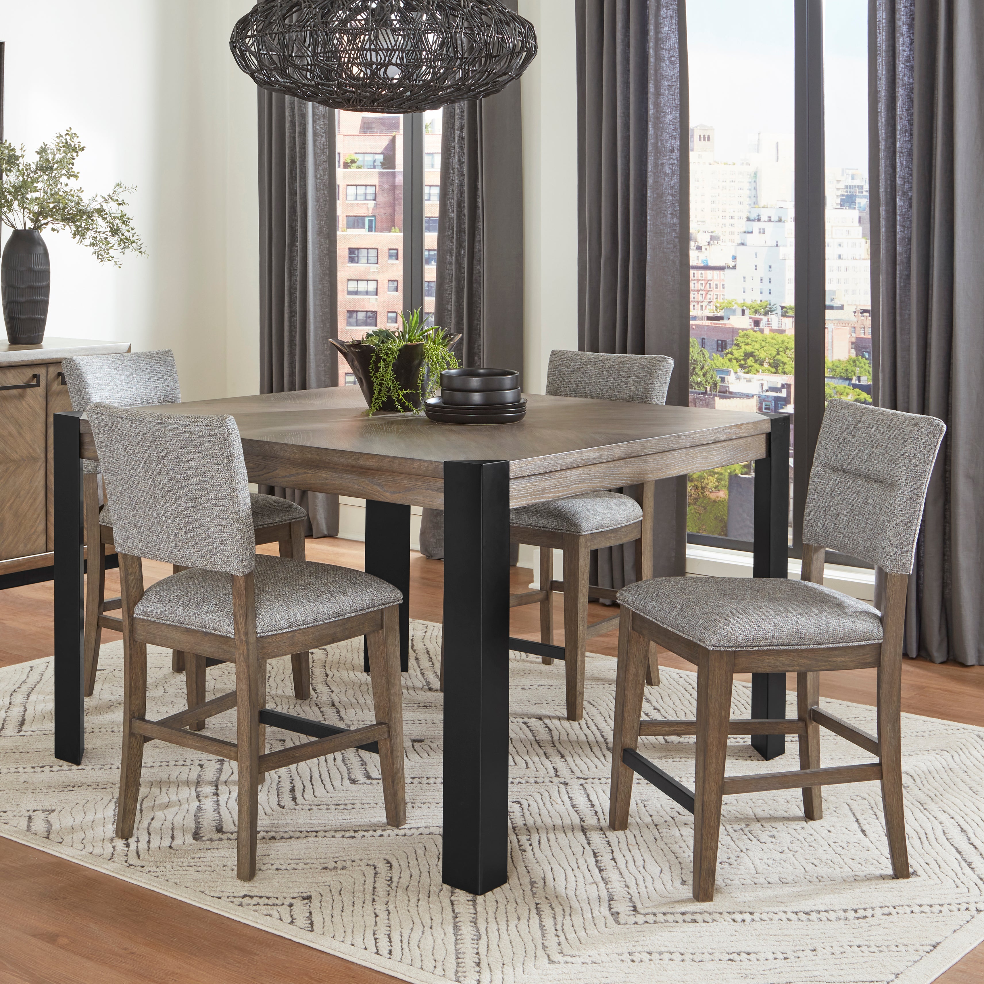 Parker House Cedar Fork - Dining 54 in. Square Counter Table with 4 counter stools