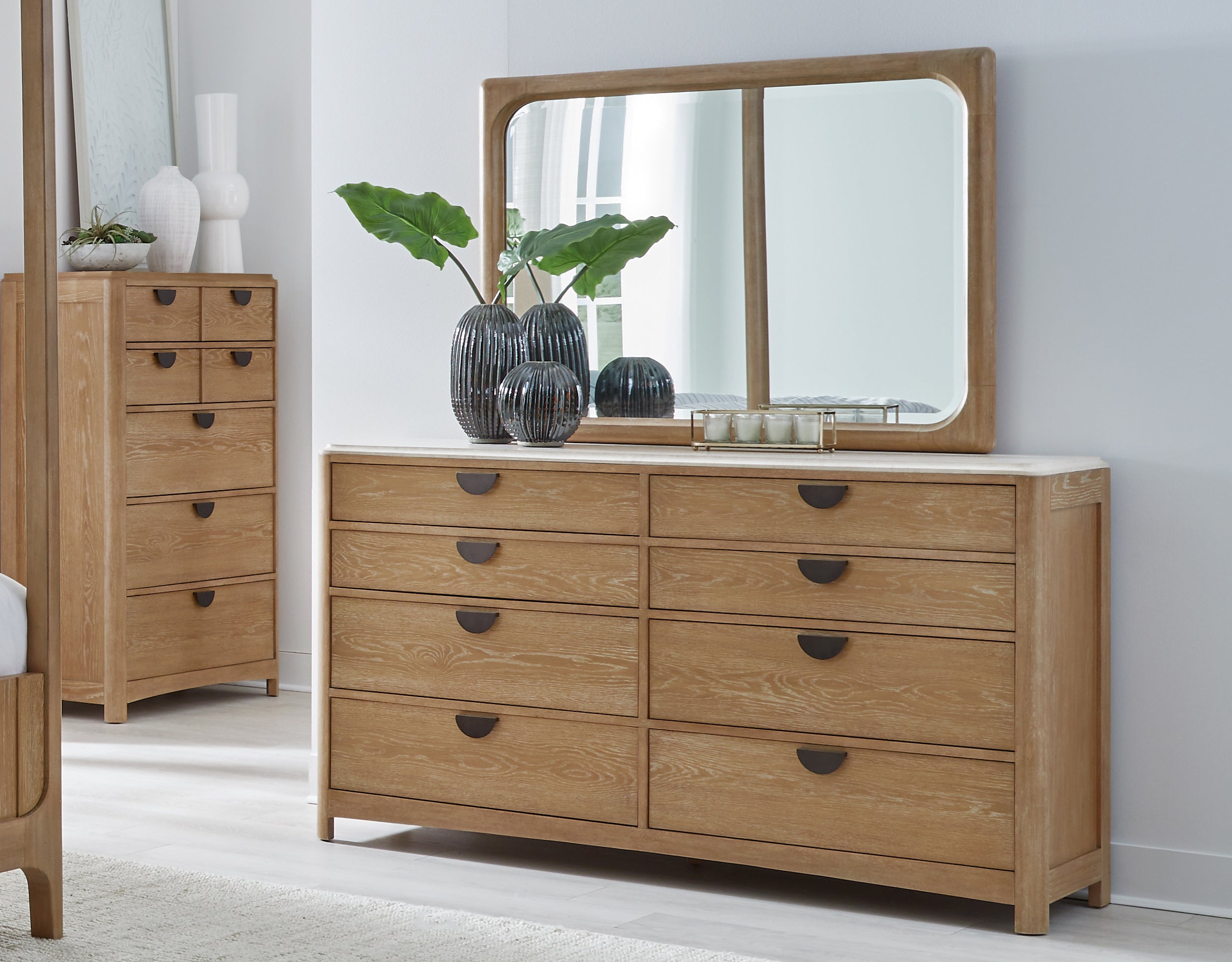 Parker House Escape - Bedroom Queen Panel Bed 2 Nightstands Dresser with Mirror and Chest