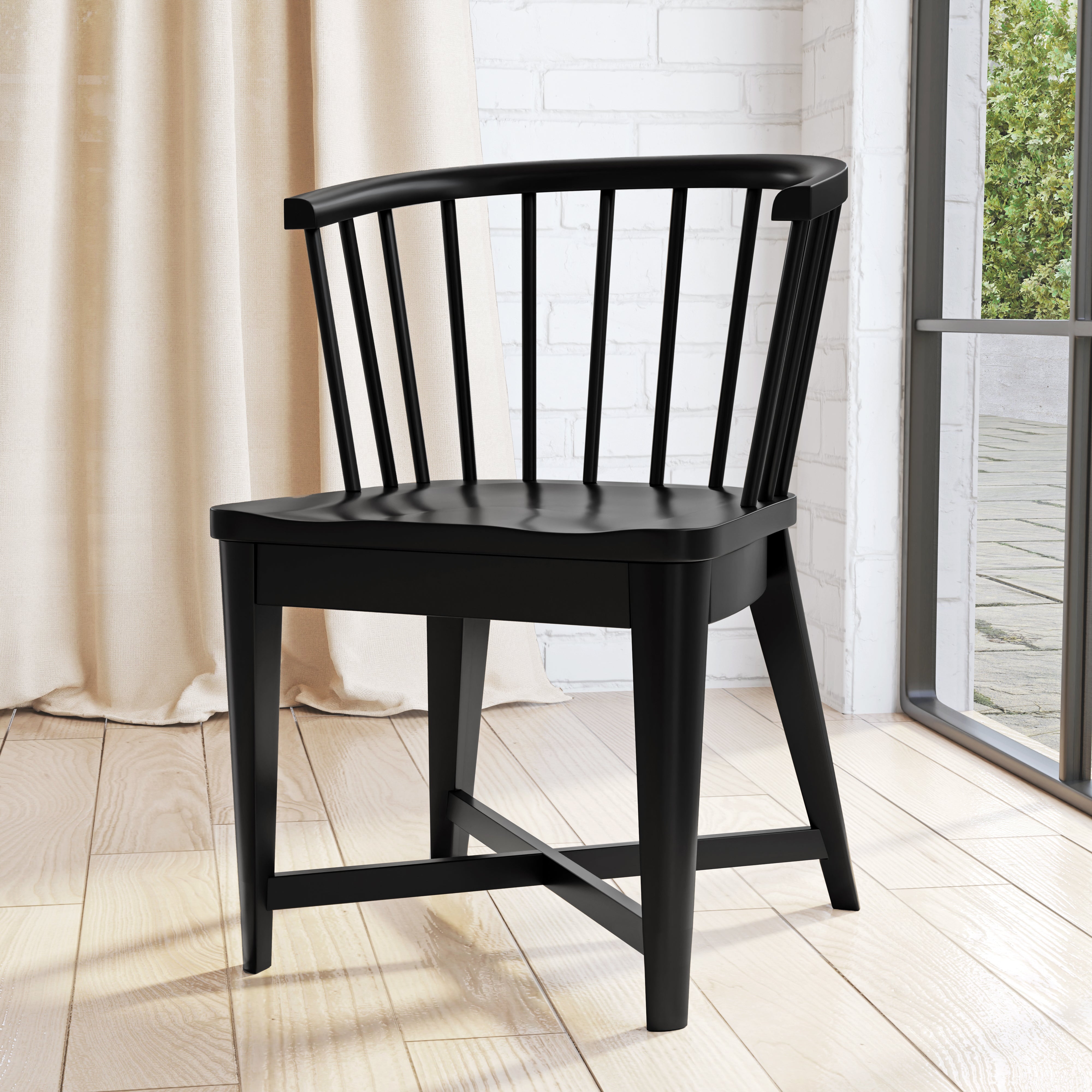 Parker House Americana Modern Dining 48-66" Round Dining Table and 4 Black Barrel Chairs