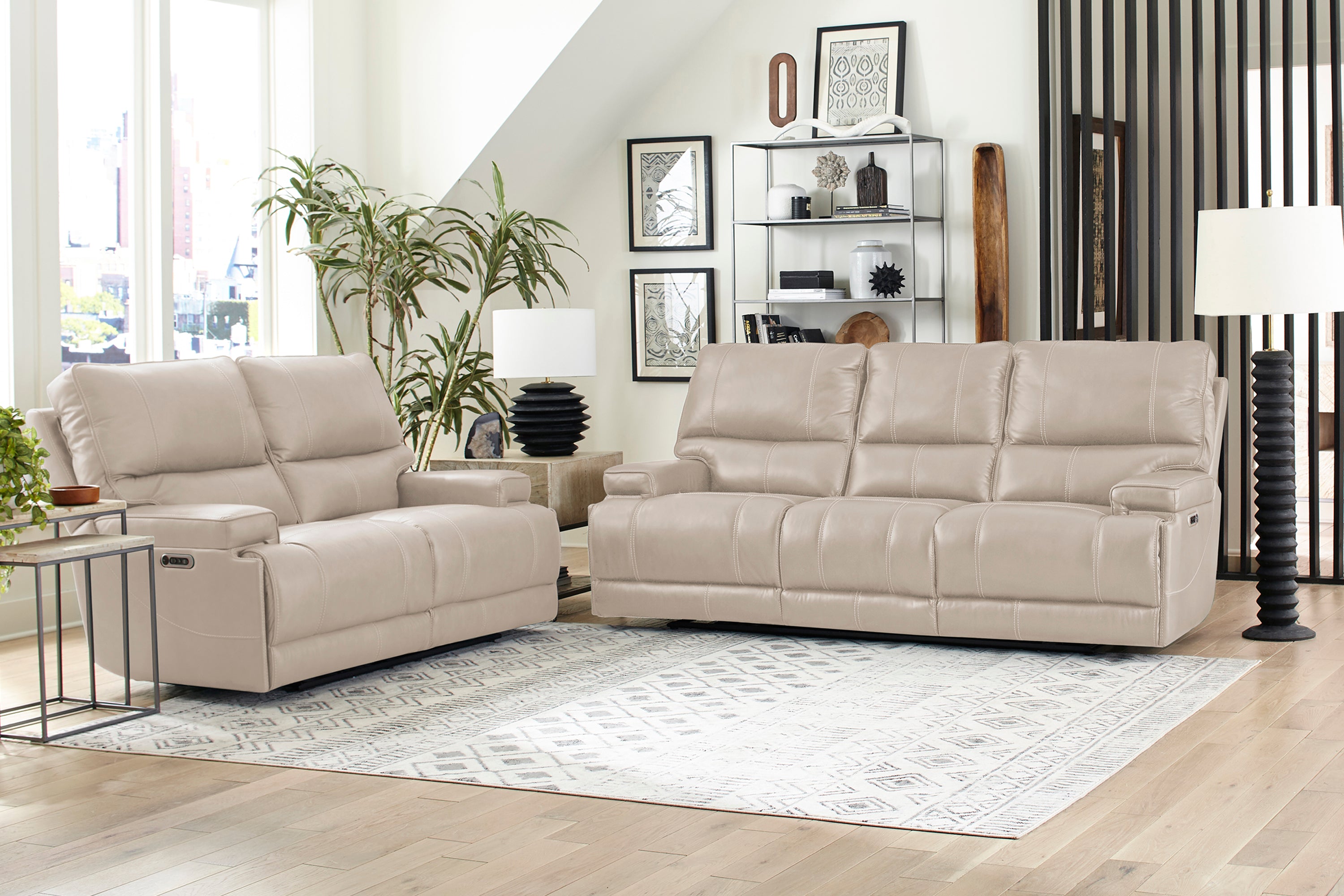 Parker Living Whitman - Verona Linen - Powered By Freemotion Cordless Power Recliner Two Pack