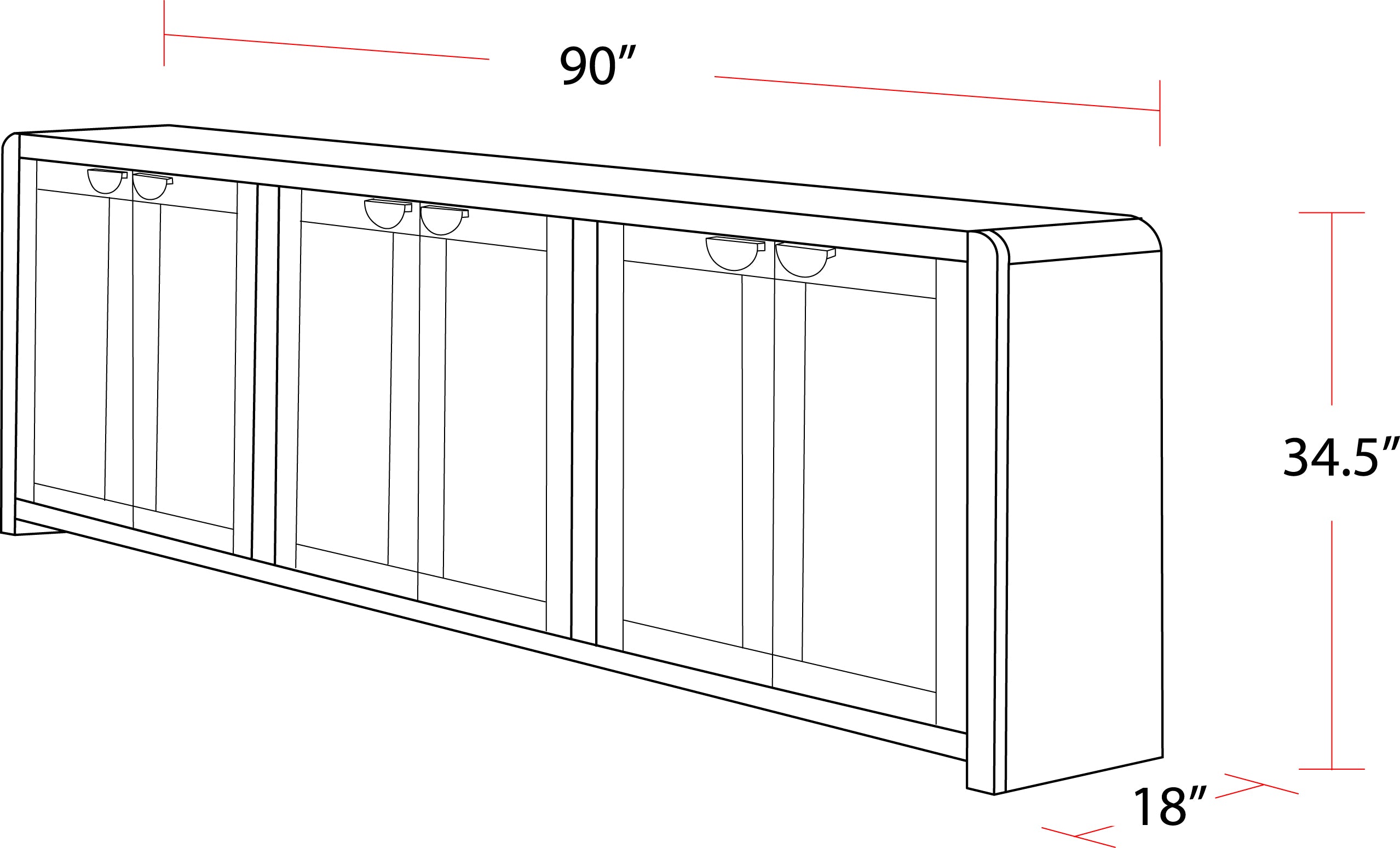 Parker House Escape 90 In. Console with Reversible Panel Doors
