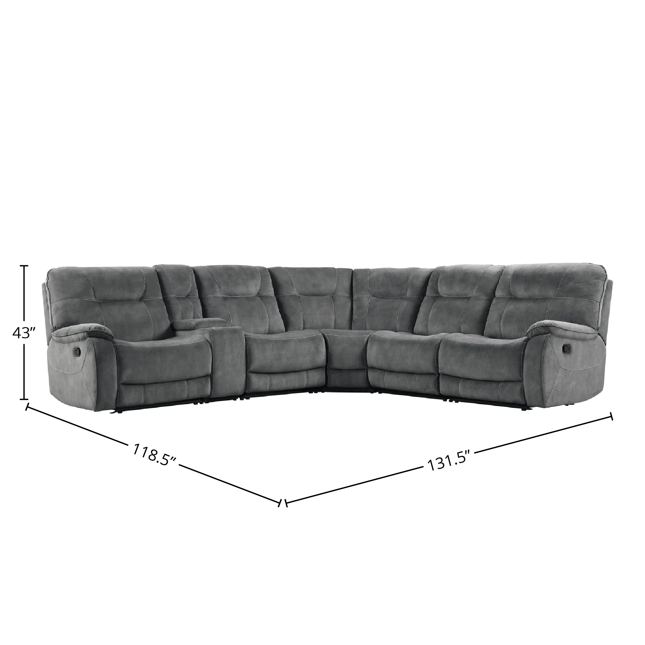 Parker Living Cooper - Shadow Grey 6 Piece Modular Manual Reclining Sectional
