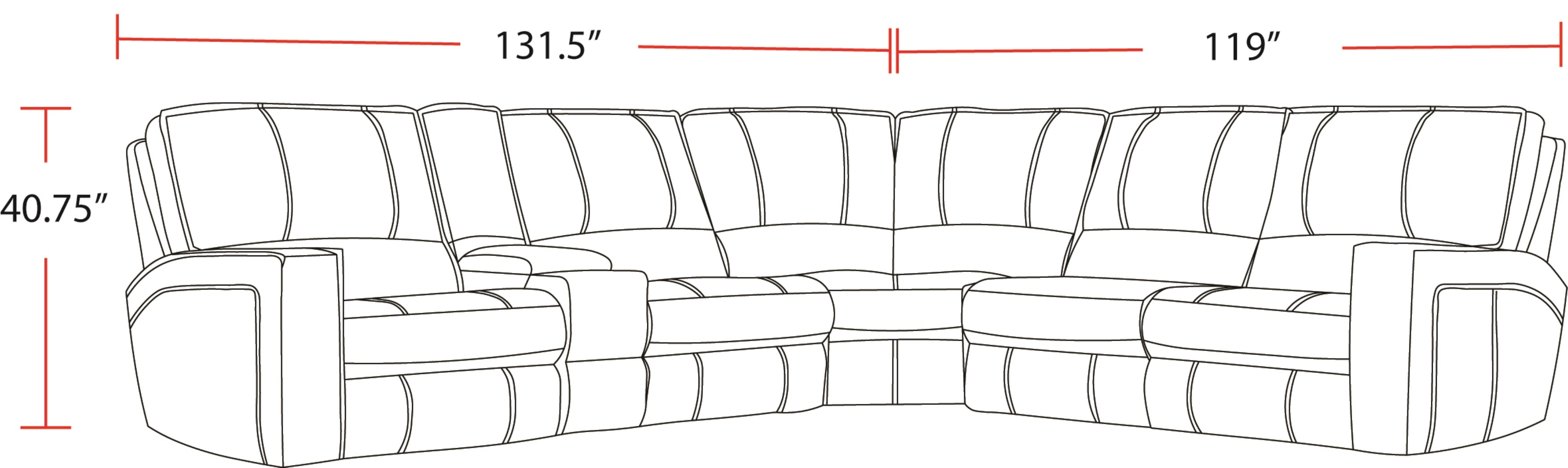 Parker Living Rockford - Verona Saddle 6 Piece Modular Power Reclining Sectional with Power Adjustable Headrests
