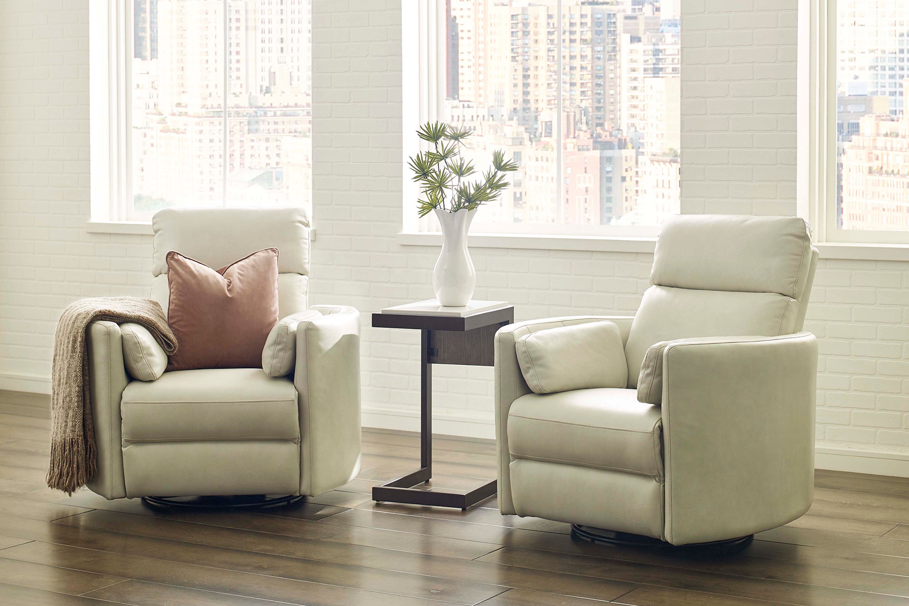 Parker Living Radius - Florence Ivory - Powered By Freemotion Cordless Power Swivel Glider Recliner Two Pack
