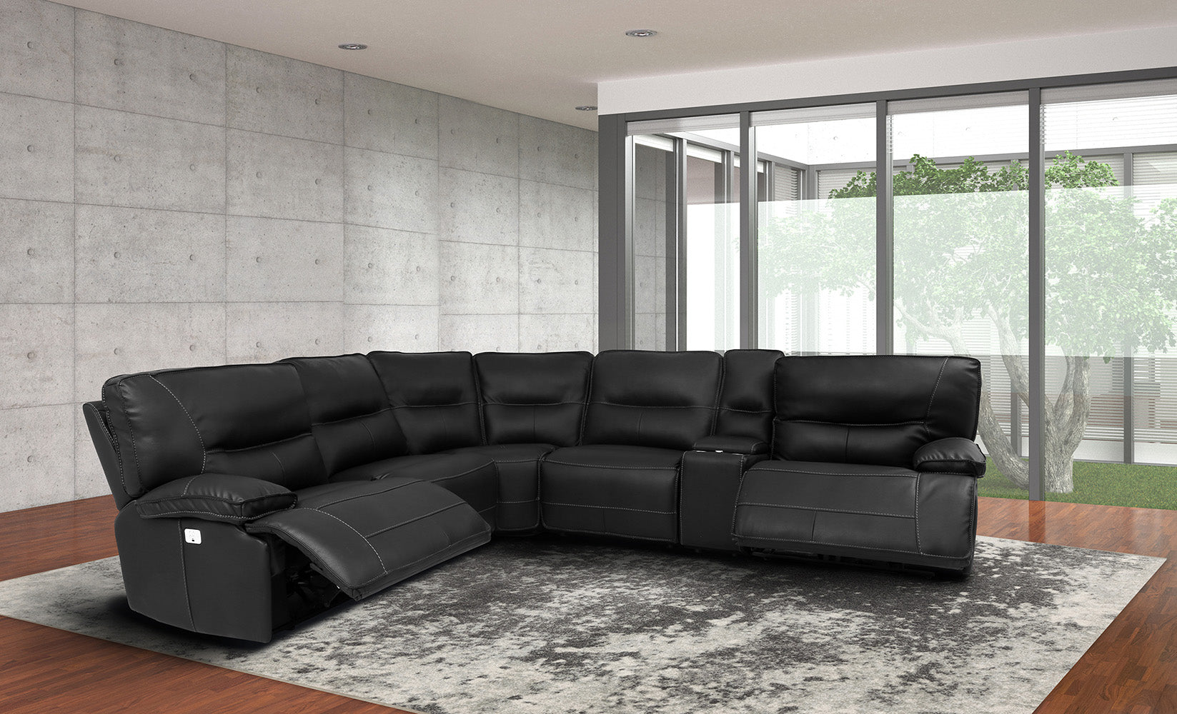 Parker Living Spartacus - Black 6 Piece Modular Power Reclining Sectional with Power Adjustable Headrests