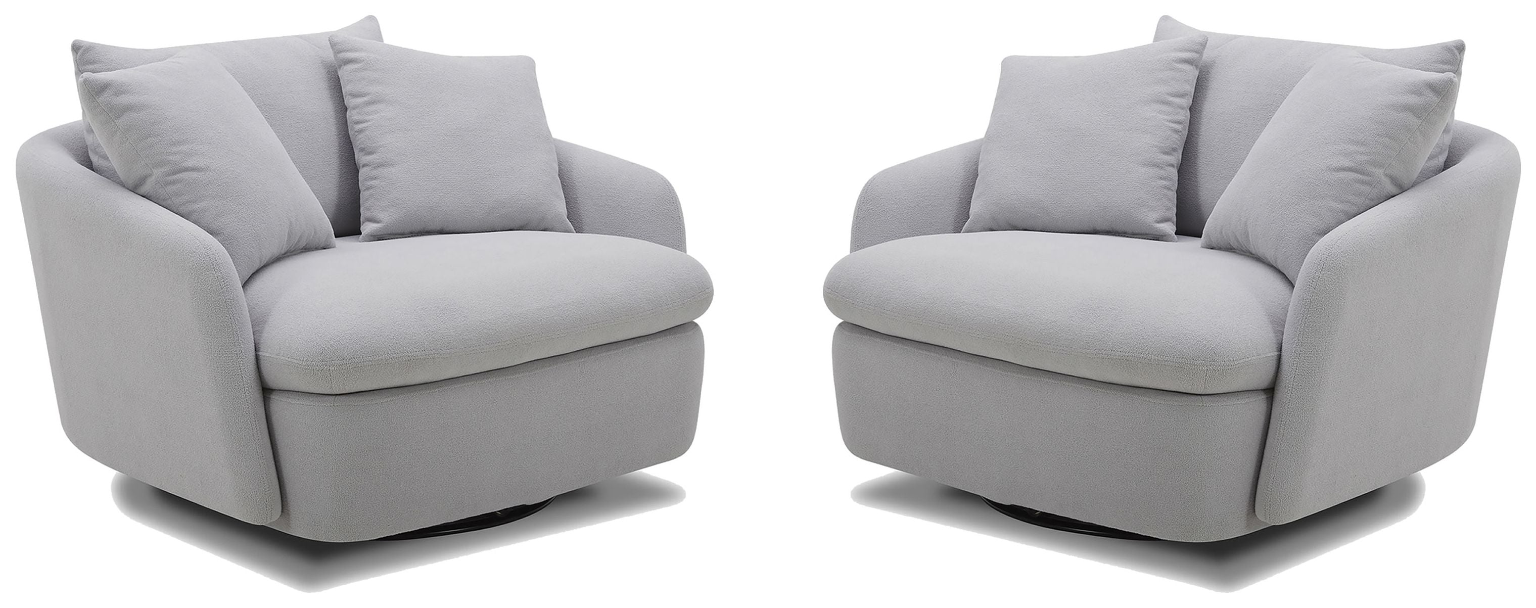 Parker Living Boomer - Dove Grey Large Swivel Chair with 2 Toss Pillows Two Pack