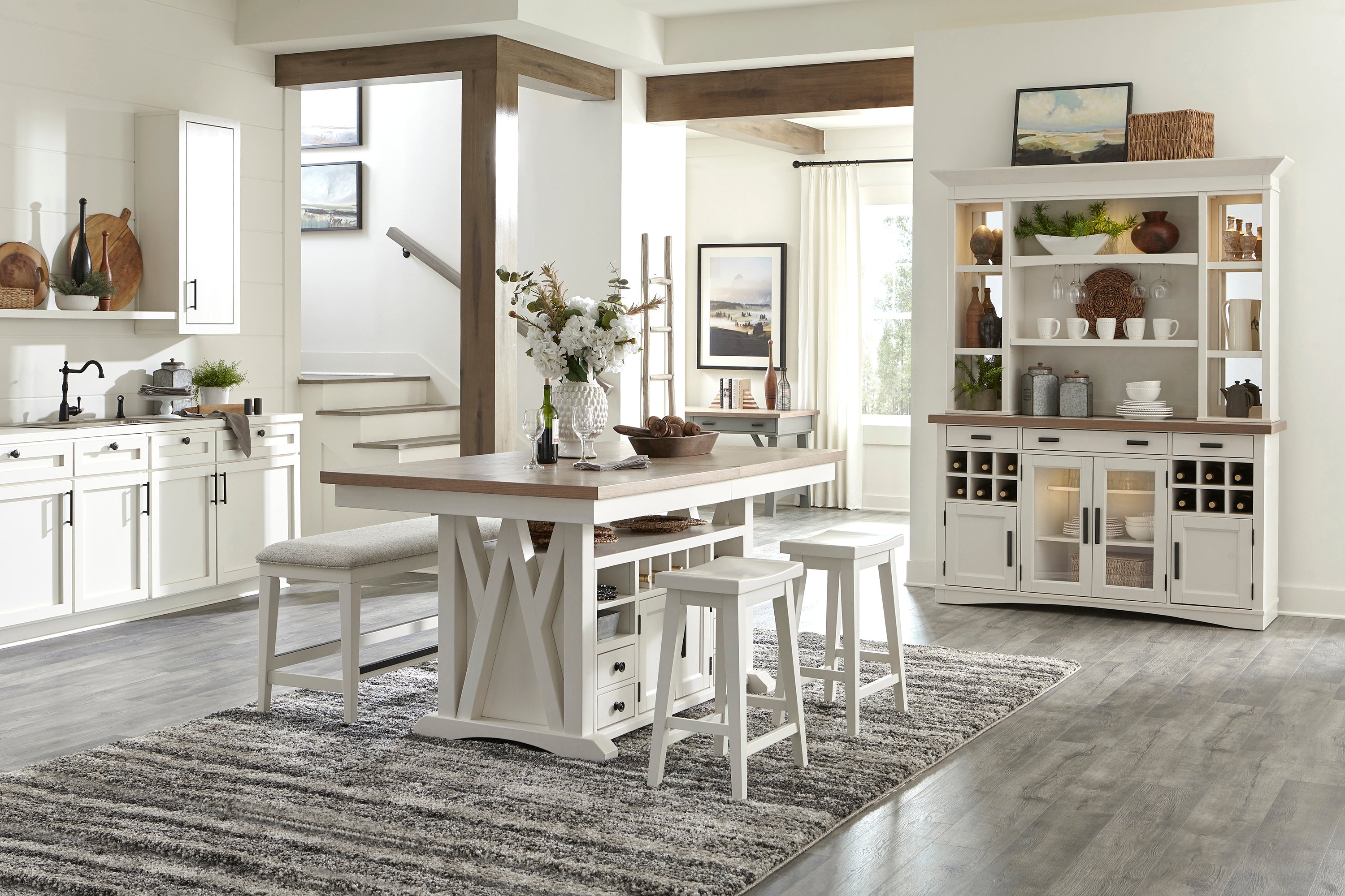 Parker House Americana Modern Dining 72 In. Island Counter-Height Extendable Dining Table
