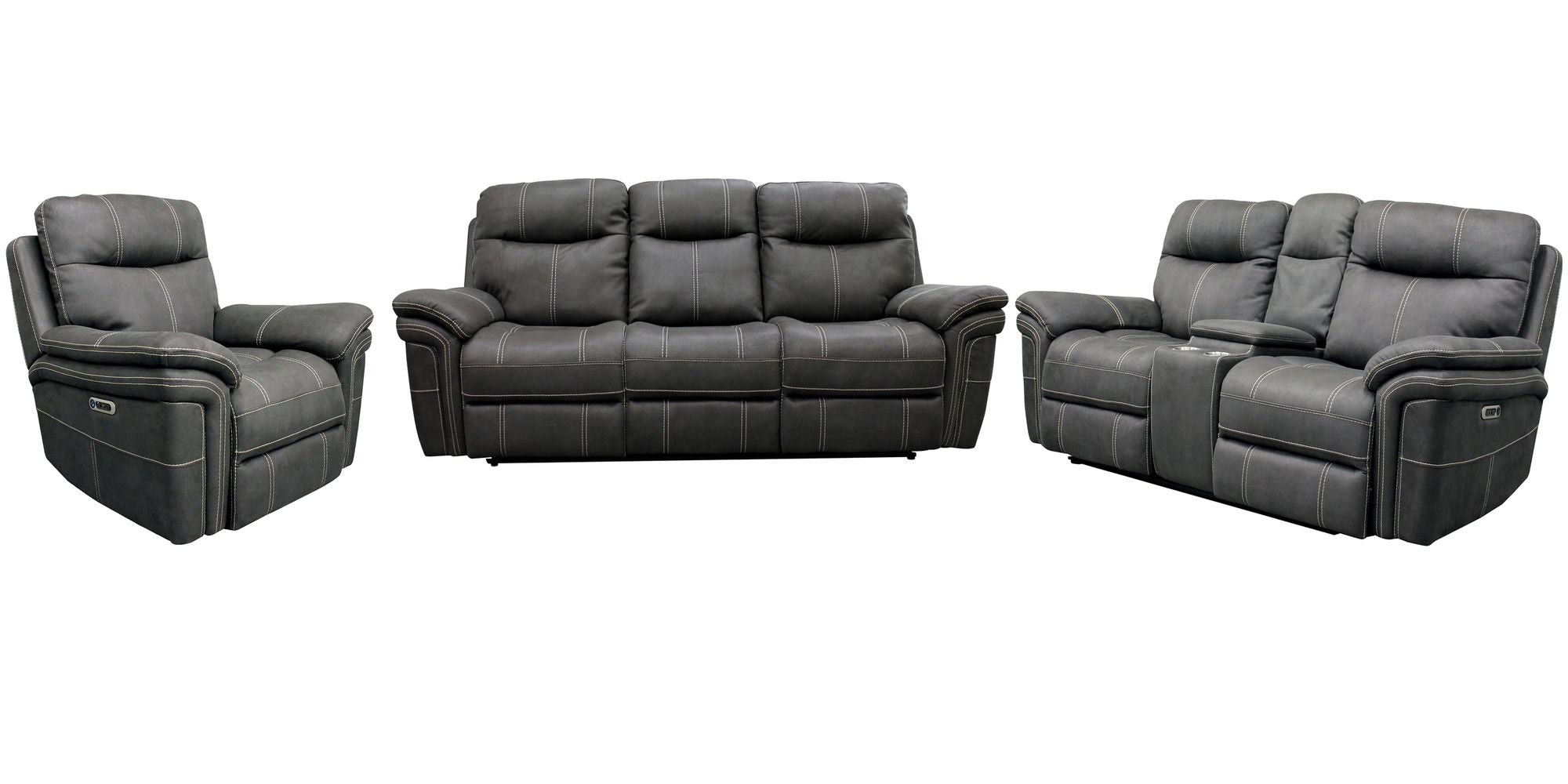 Parker Living Mason - Charcoal Power Reclining Sofa Loveseat and Recliner