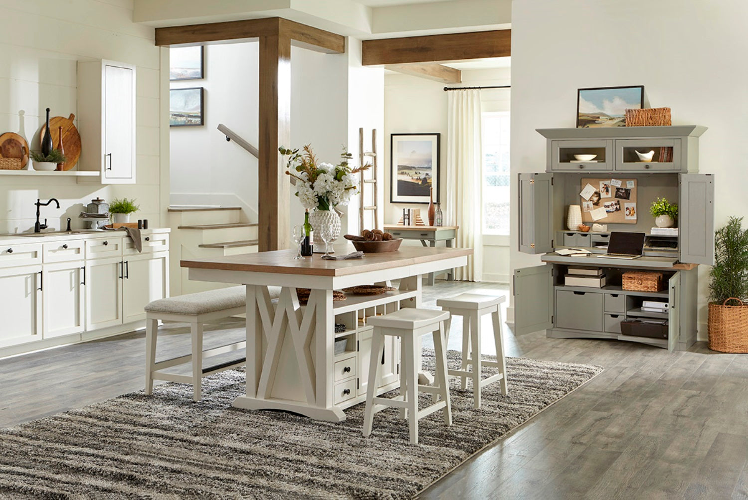 Parker House Americana Modern Dining 72 In. Island Counter-Height Extendable Dining Table