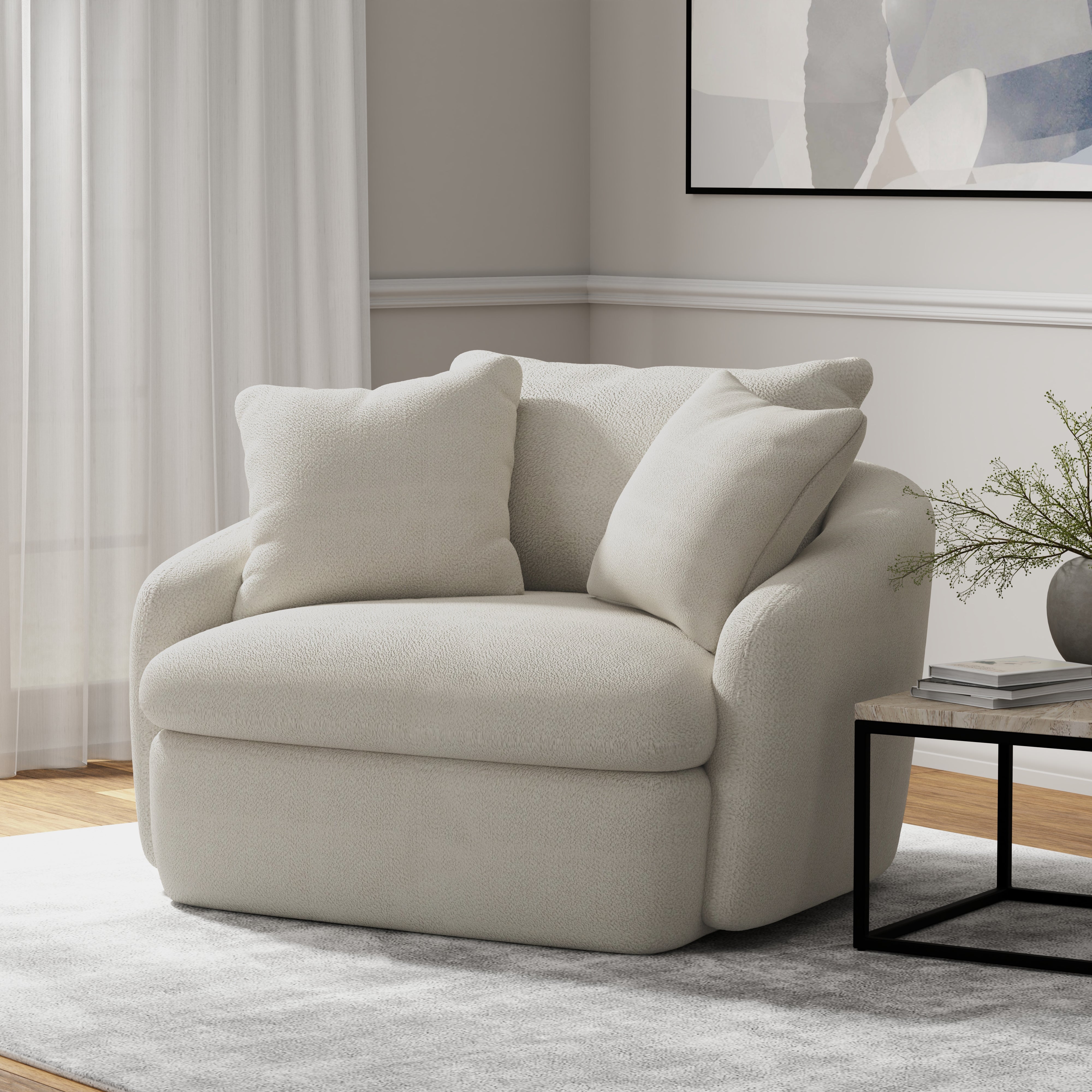 Parker Living Boomer - Utopia Sand Large Swivel Chair with 2 Toss Pillows Two Pack