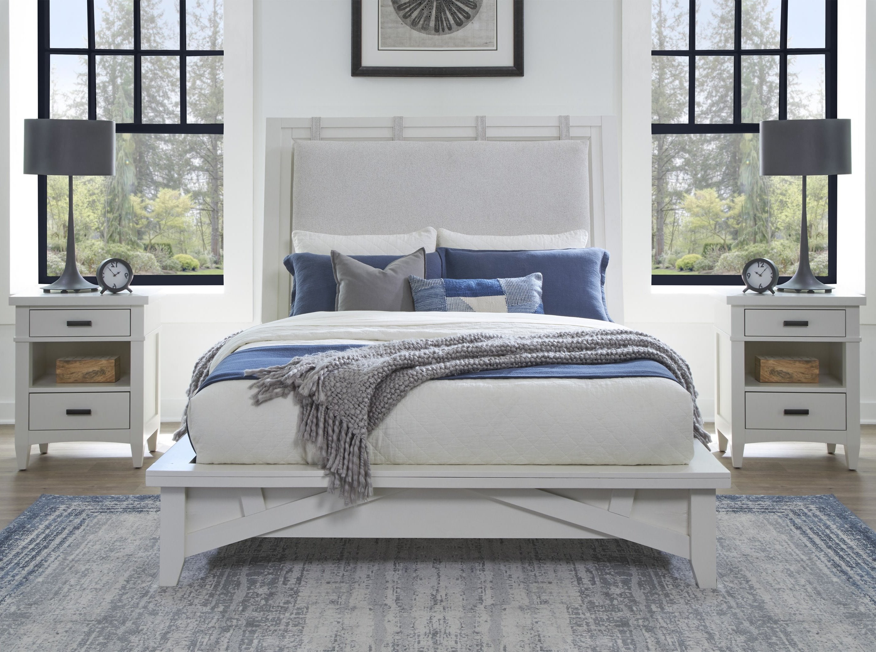 Parker House Americana Modern Bedroom King Platform Bed with 2 Nightstands