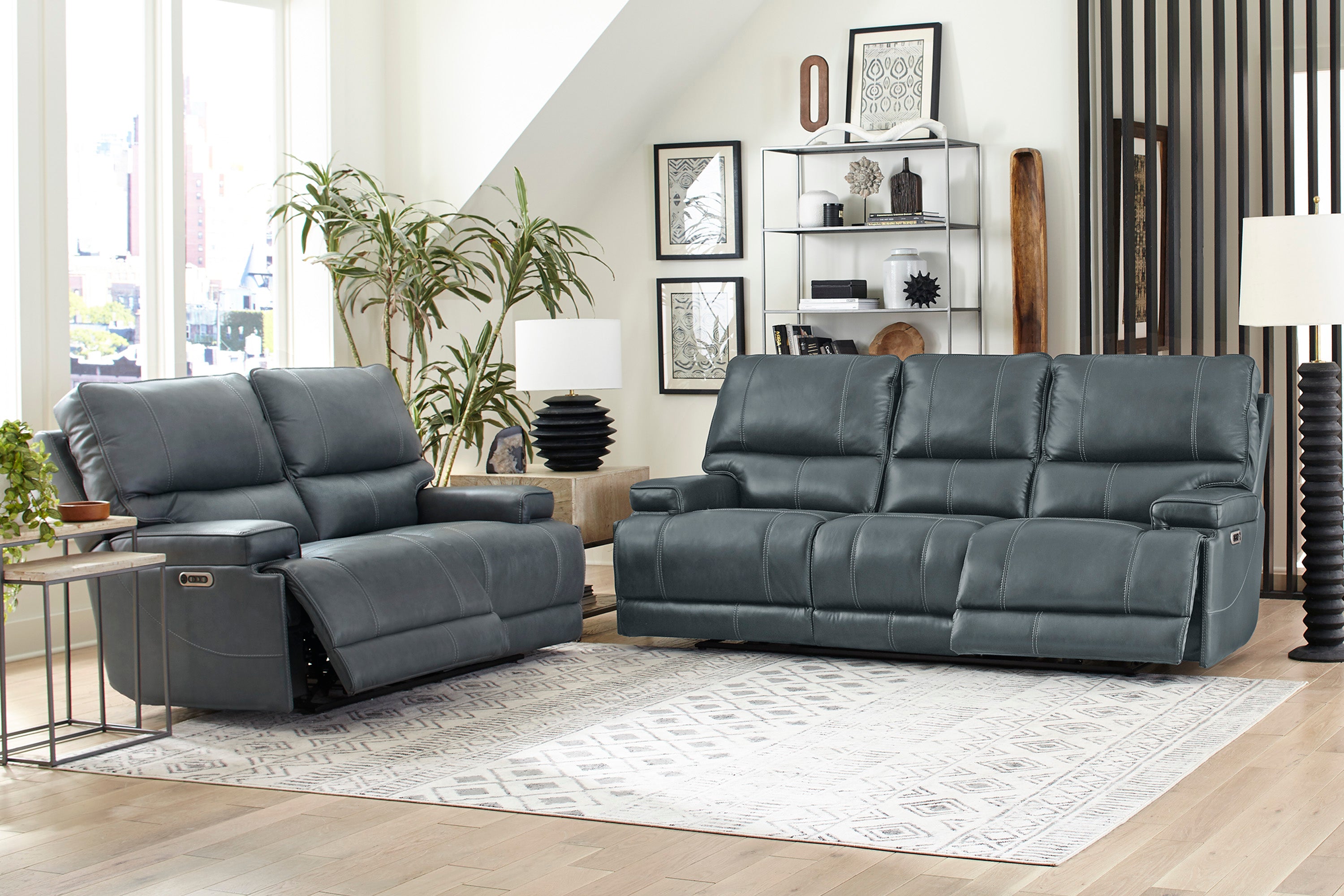 Parker Living Whitman - Verona Azure - Powered By Freemotion Cordless Power Recliner Two Pack