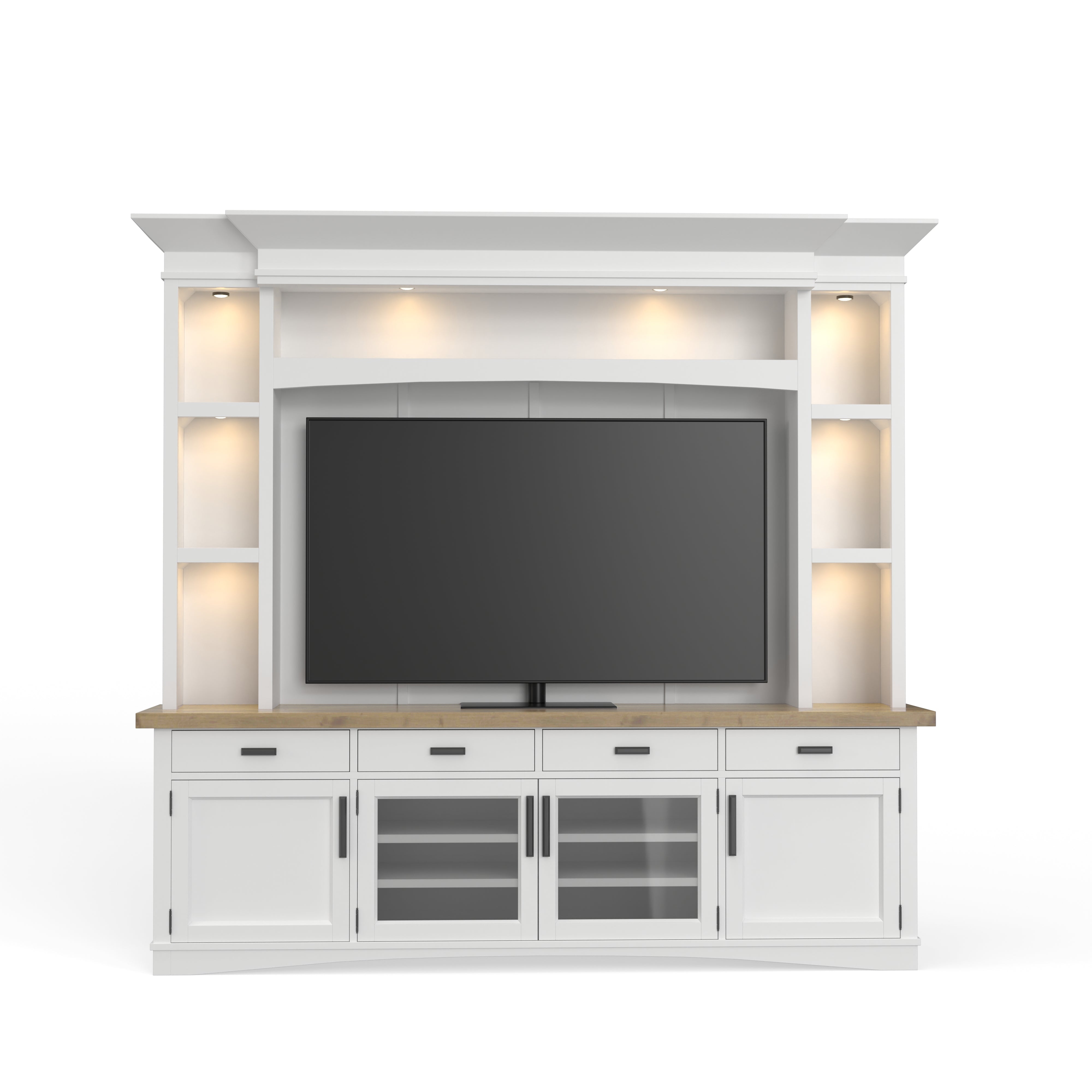 Parker House Americana Modern - Cotton 92 In. TV Console with Hutch Back Panel and LED Lights