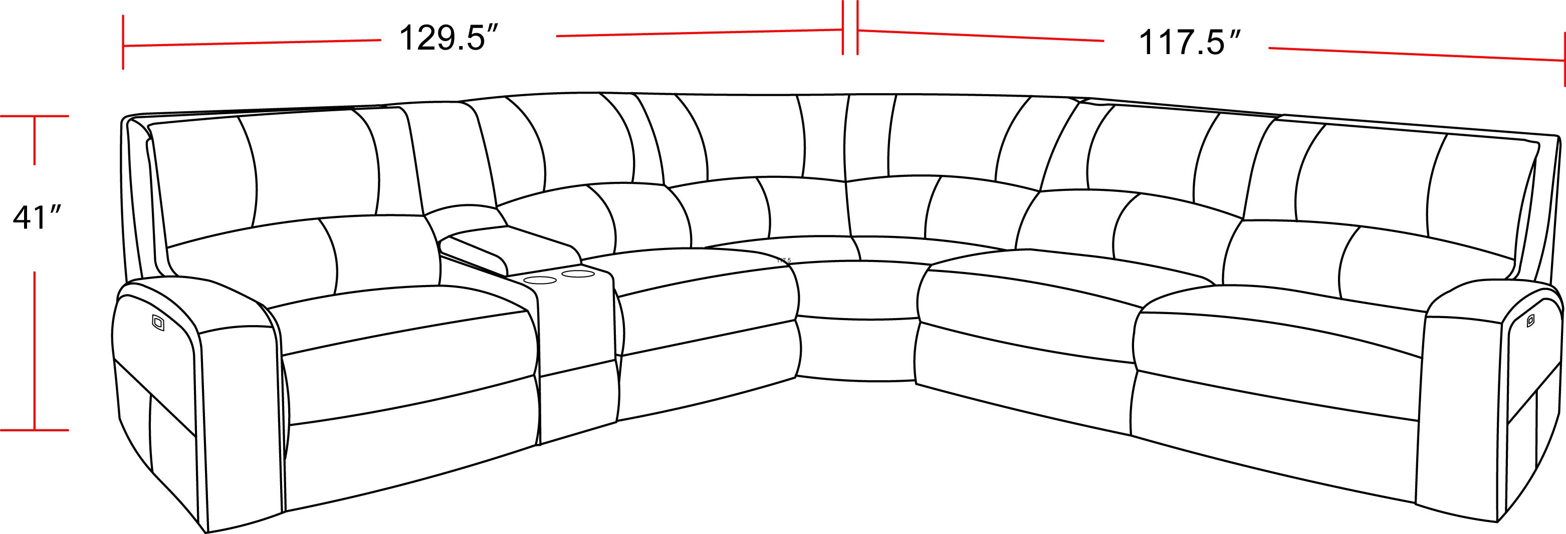 Parker Living Swift - Twilight 6 Piece Modular Power Reclining Sectional with Power Adjustable Headrests