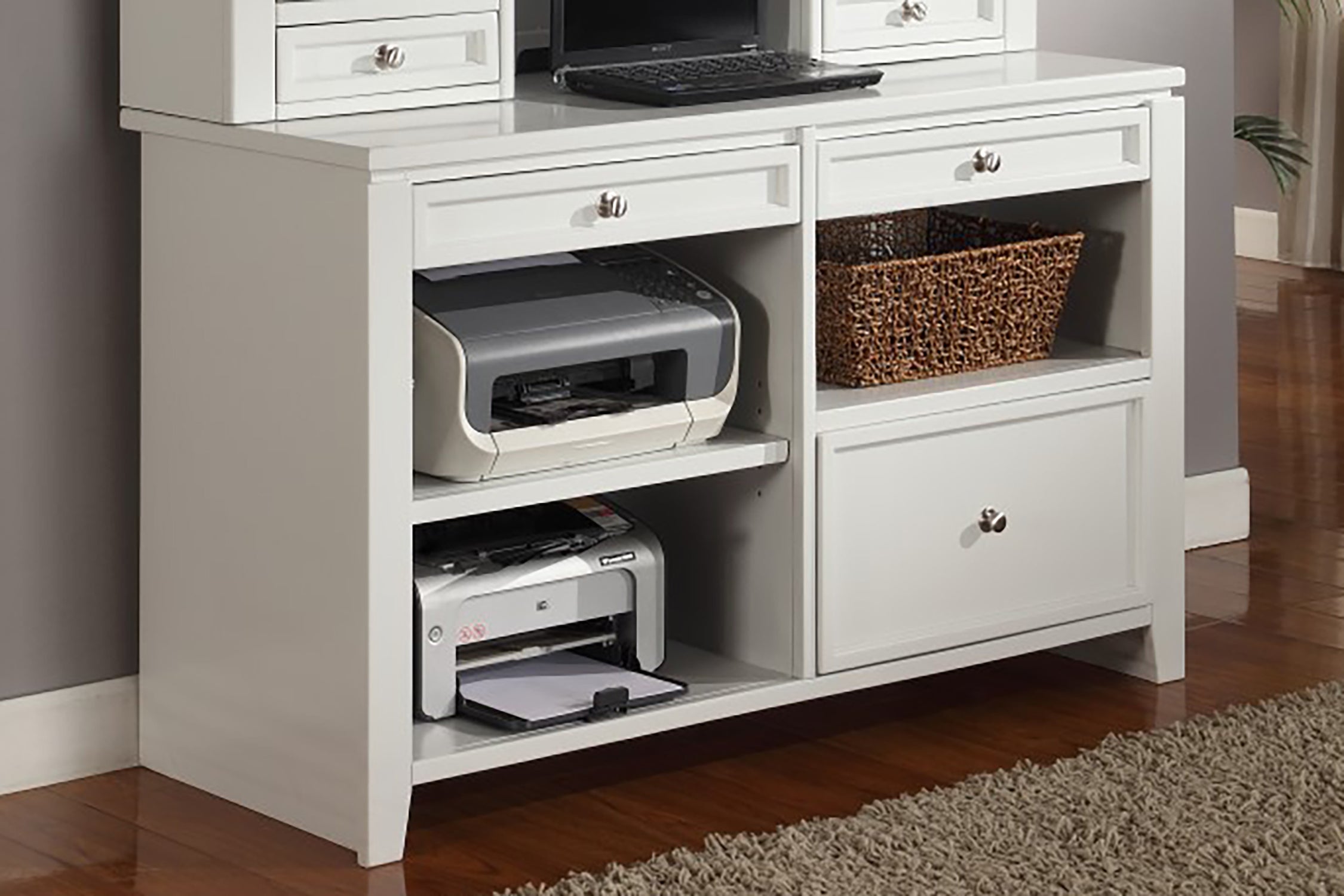 Parker House Boca L Shape Desk with Credenza and Hutch