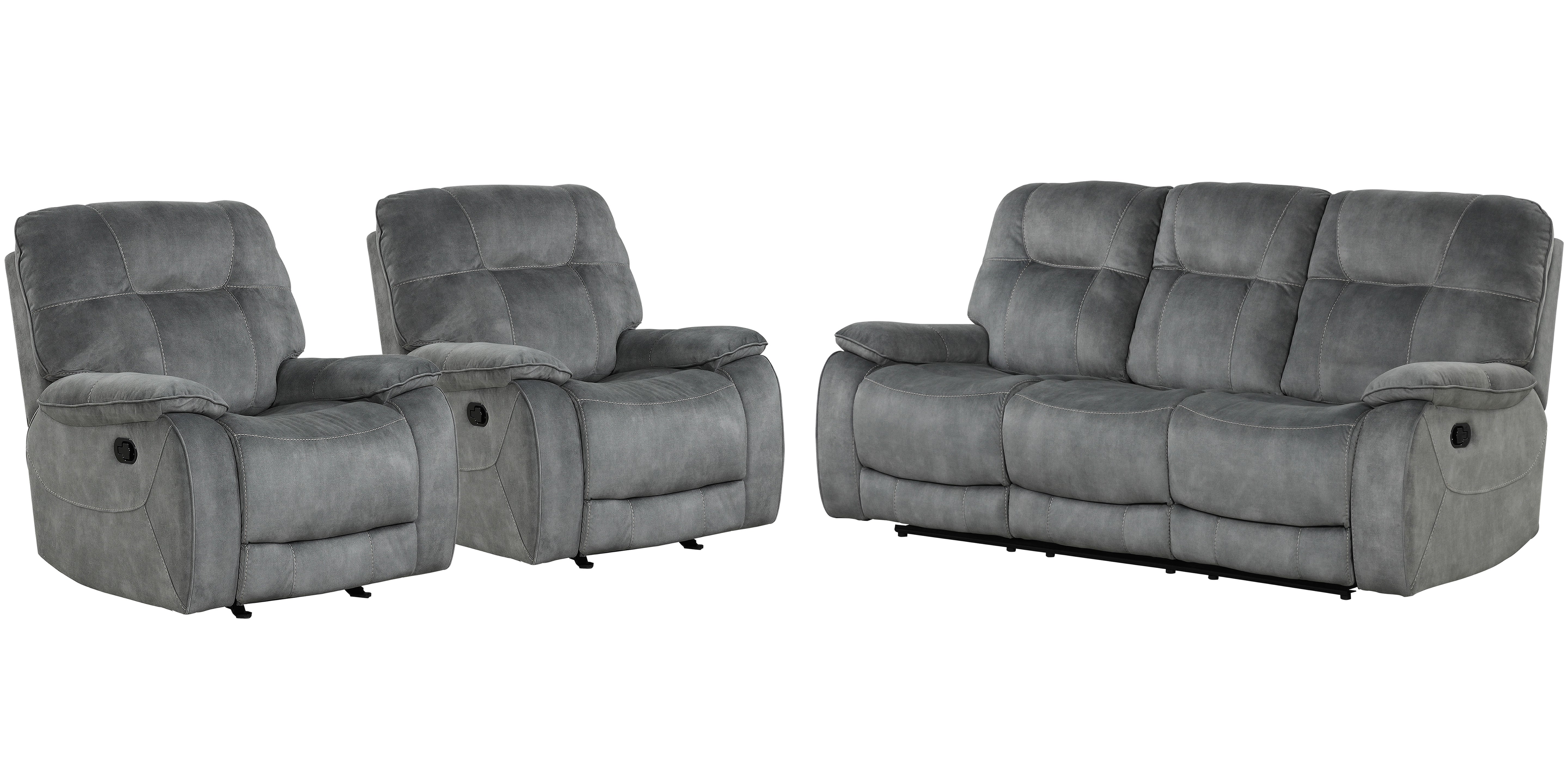 Parker Living Cooper - Shadow Grey Manual Glider Reclining Sofa and Two Recliners