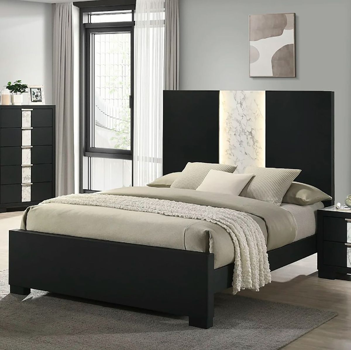 Crown Mark Furniture Rangley Queen Panel Bed in Black B6835-Q - Ideal Furniture (Fresno,CA) 