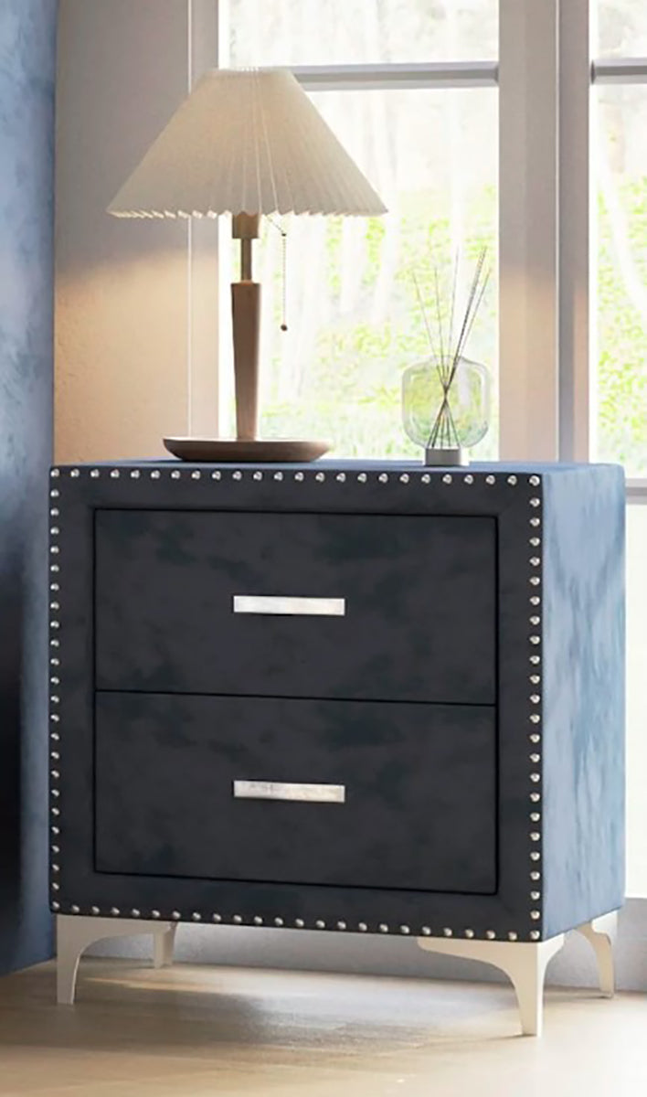 Crown Mark Furniture Lucinda 2 Drawer Nightstand in Gray - Ideal Furniture (Fresno,CA) 
