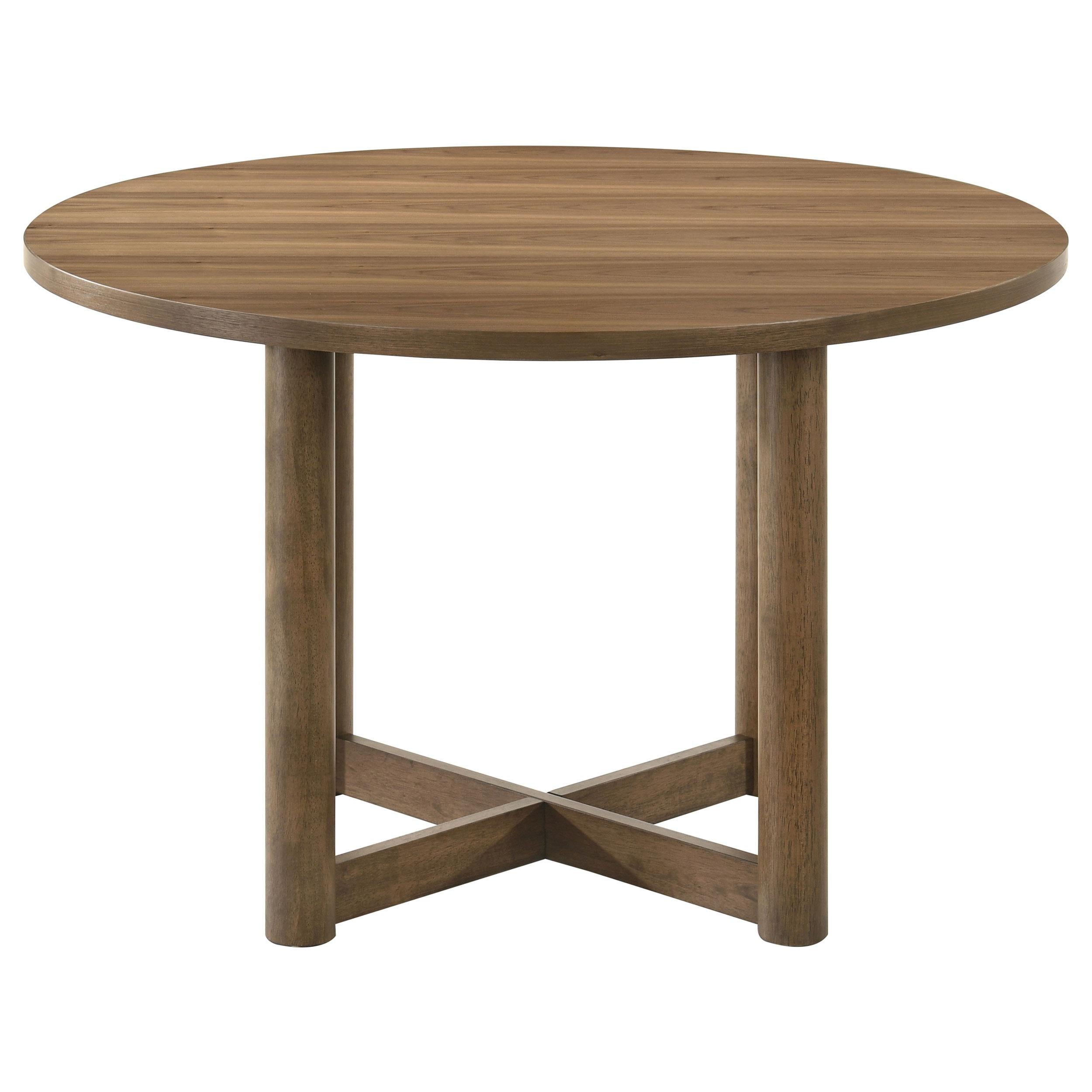 Crestmore 5-piece 46-inch Round Wood Dining Table Set Walnut - Ideal Furniture (Fresno,CA) 