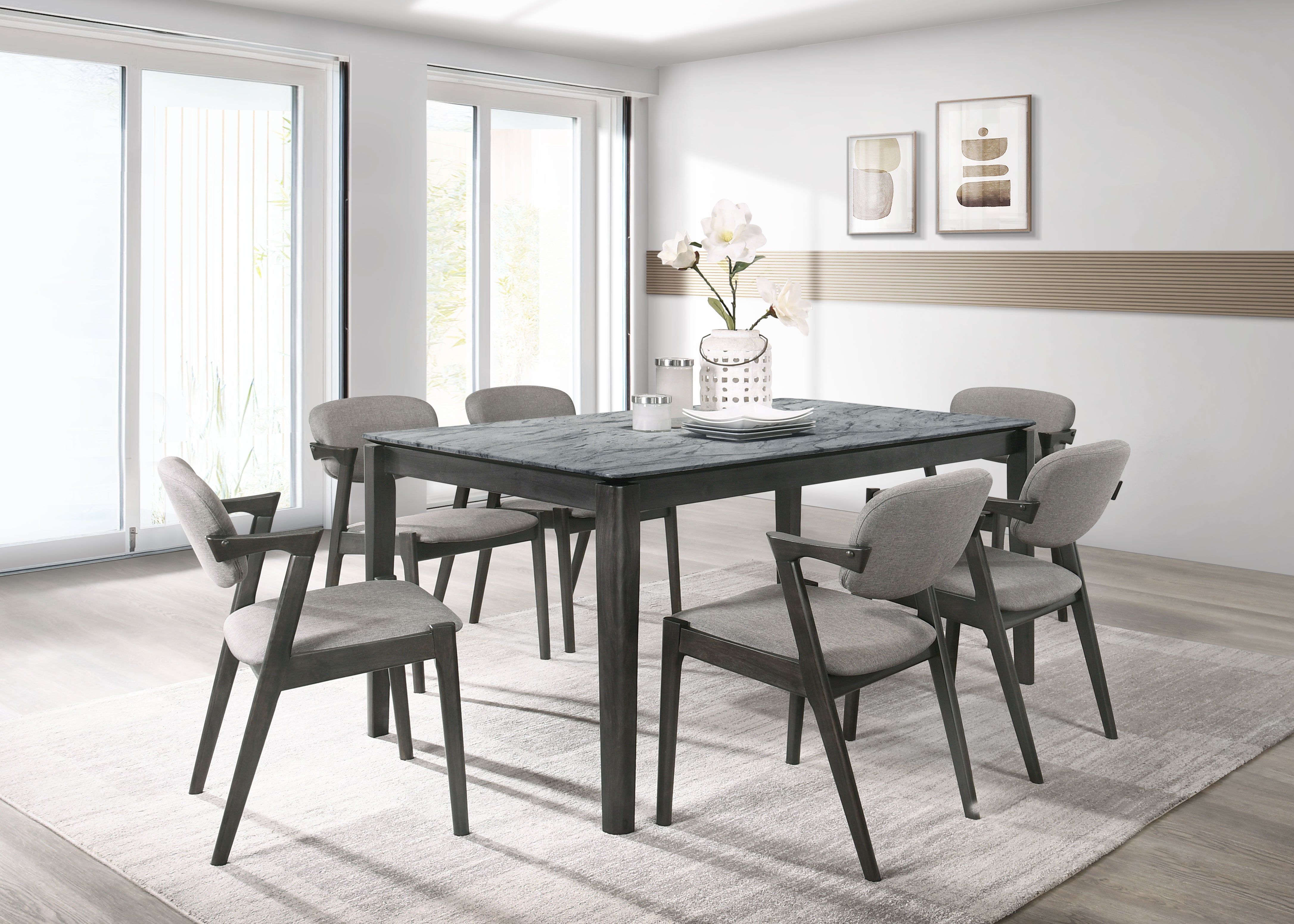 Stevie Rectangular Dining Set Grey and Black