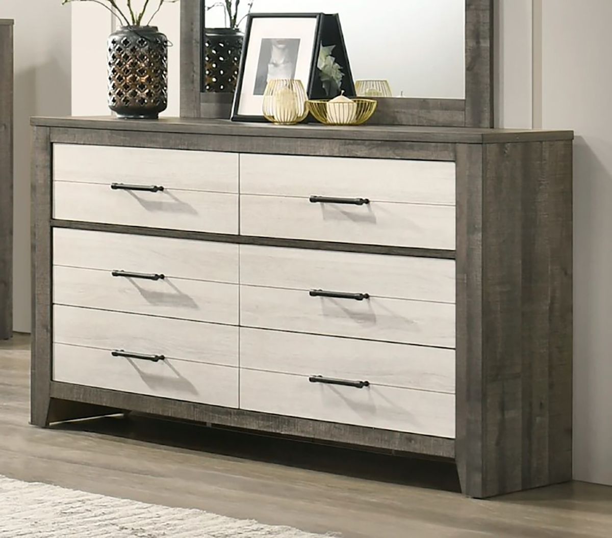 Crown Mark Furniture Rhett 6 Drawer Dresser in Gray - Ideal Furniture (Fresno,CA) 