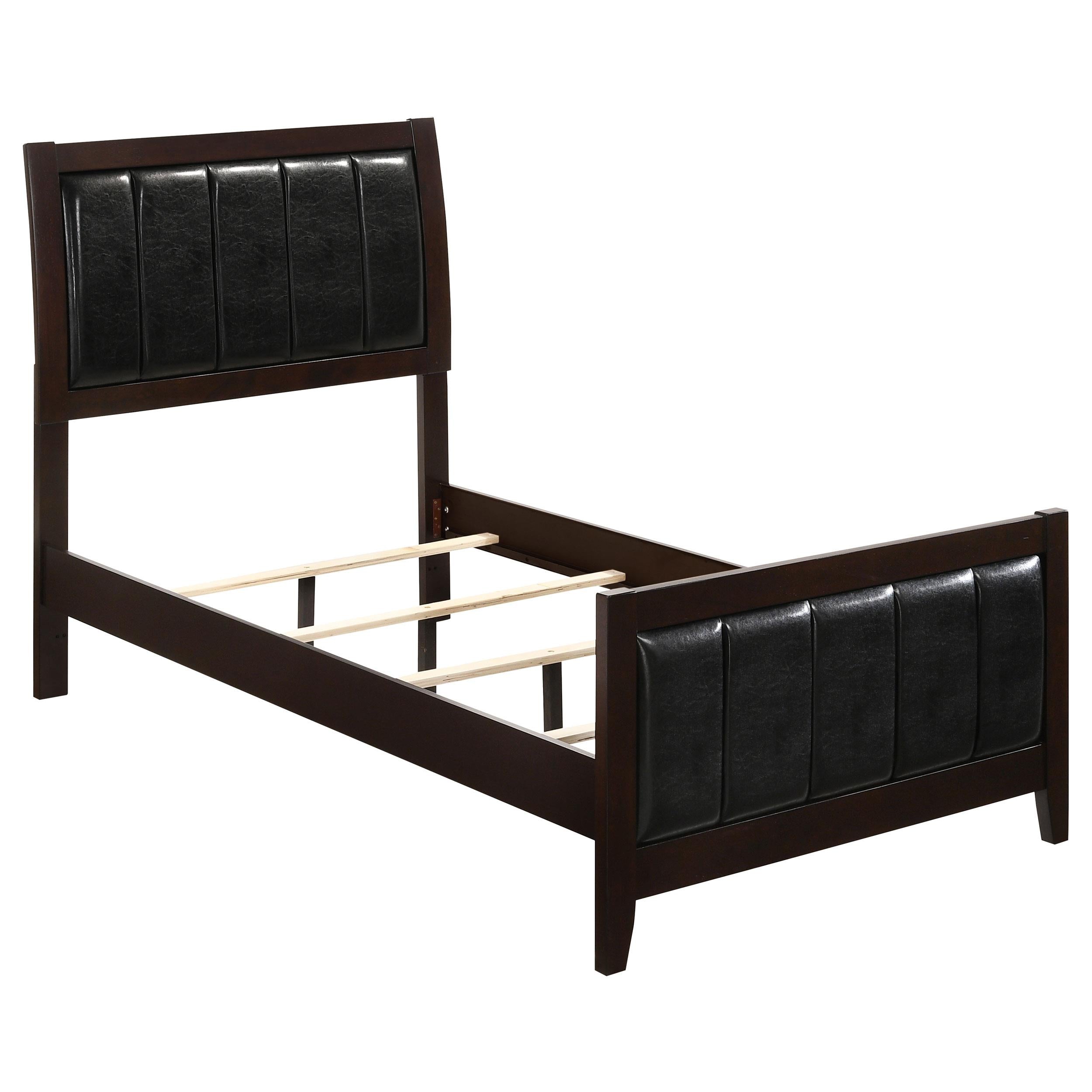Carlton Full & Twin Upholstered Panel Bed Cappuccino and Black - Ideal Furniture (Fresno,CA) 