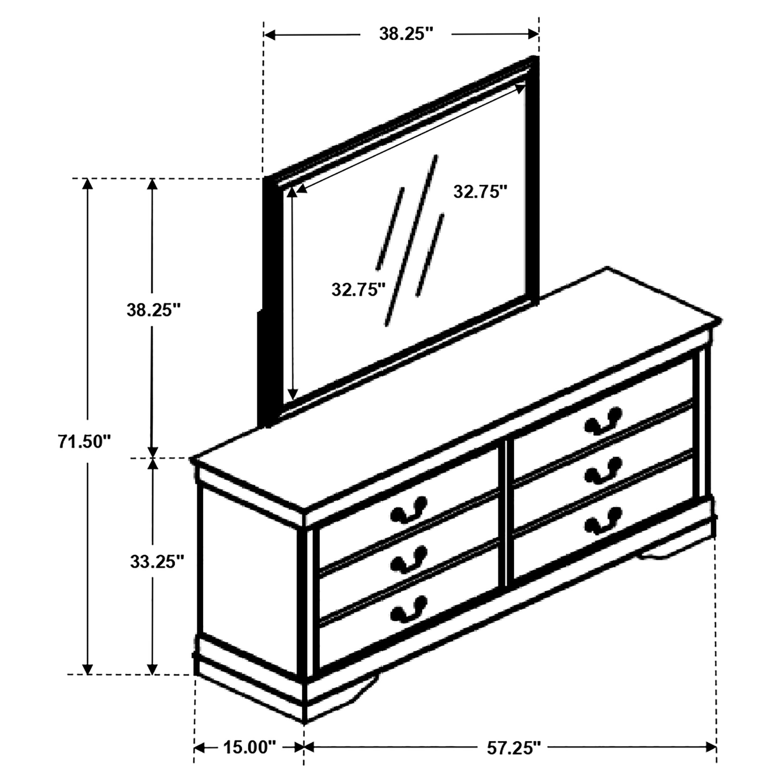 Louis Philippe Dresser with Mirror - Ideal Furniture (Fresno,CA) 