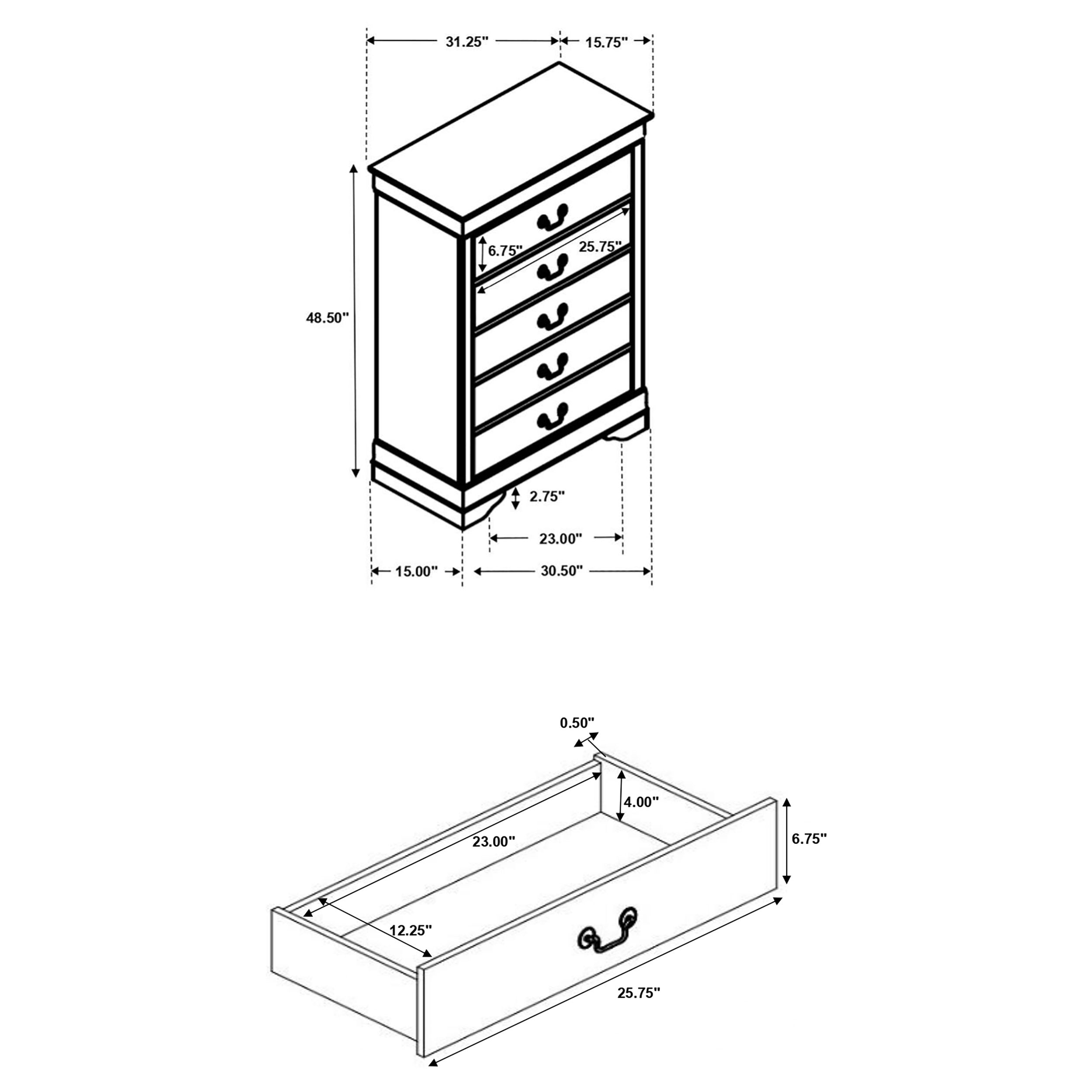 Louis Philippe Chest Brown - Ideal Furniture (Fresno,CA) 