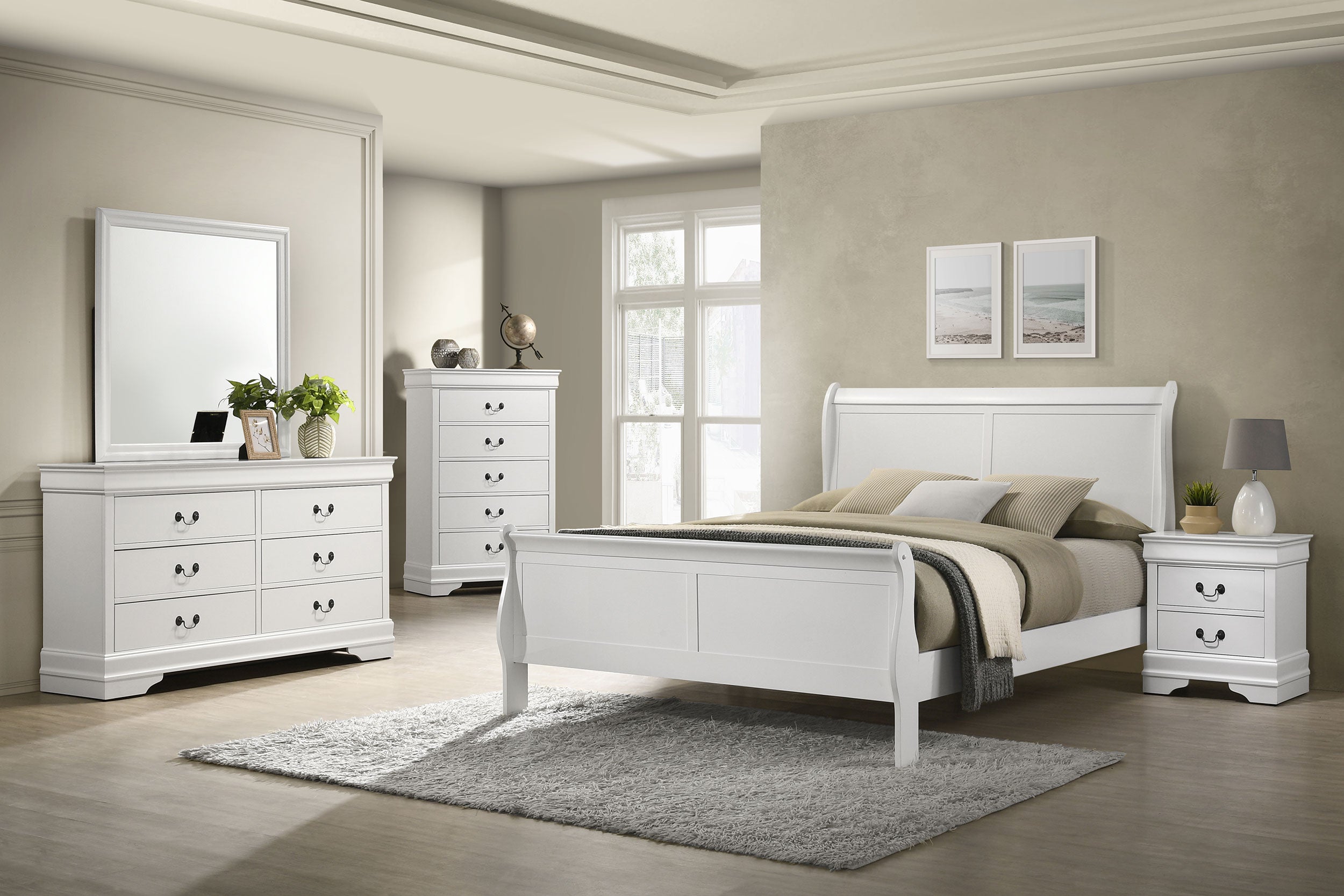 Louis Philippe 4 & 5 Piece Bedroom Set Full, Twin, King, & Queen - Ideal Furniture (Fresno,CA) 