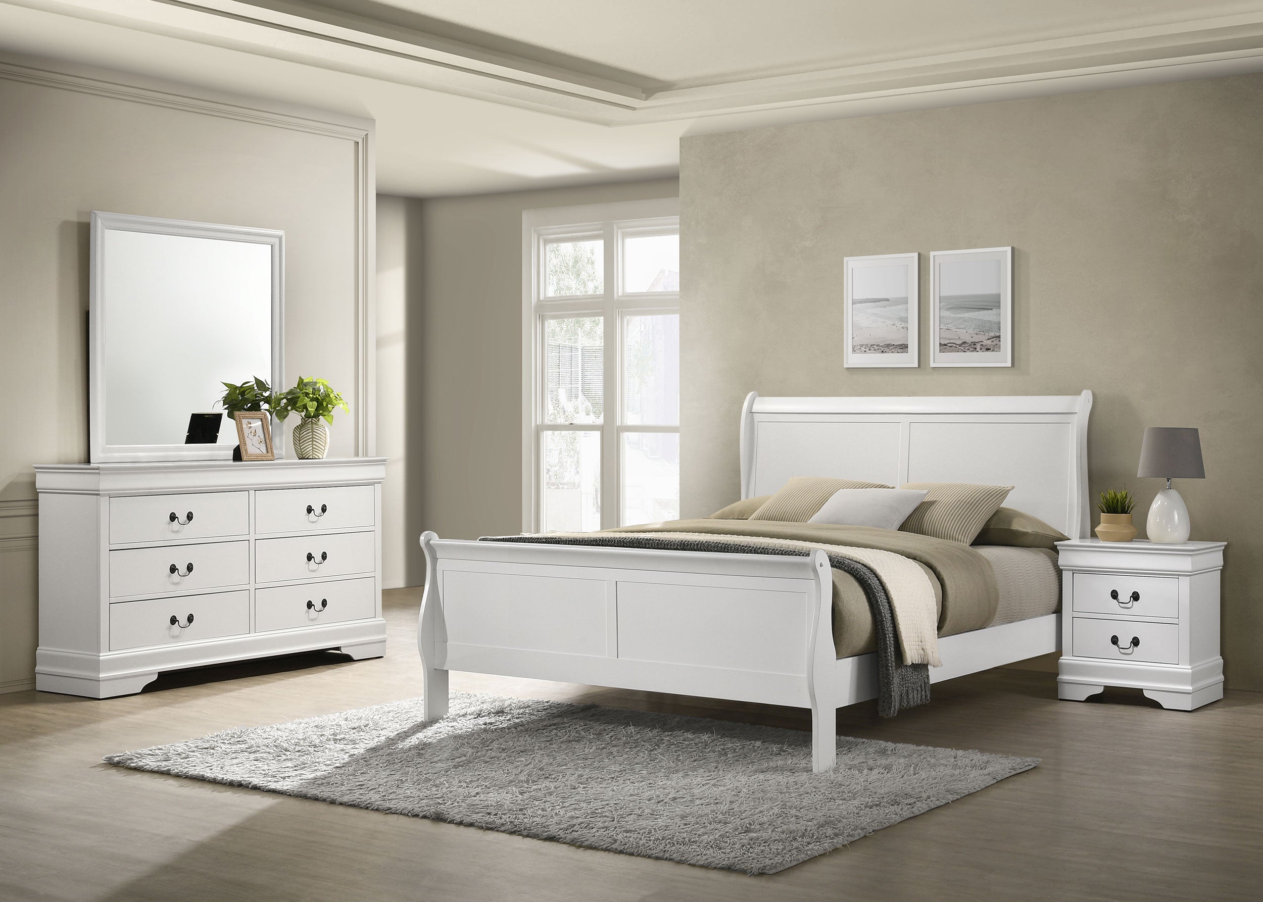 Louis Philippe 4 & 5 Piece Bedroom Set Full, Twin, King, & Queen - Ideal Furniture (Fresno,CA) 