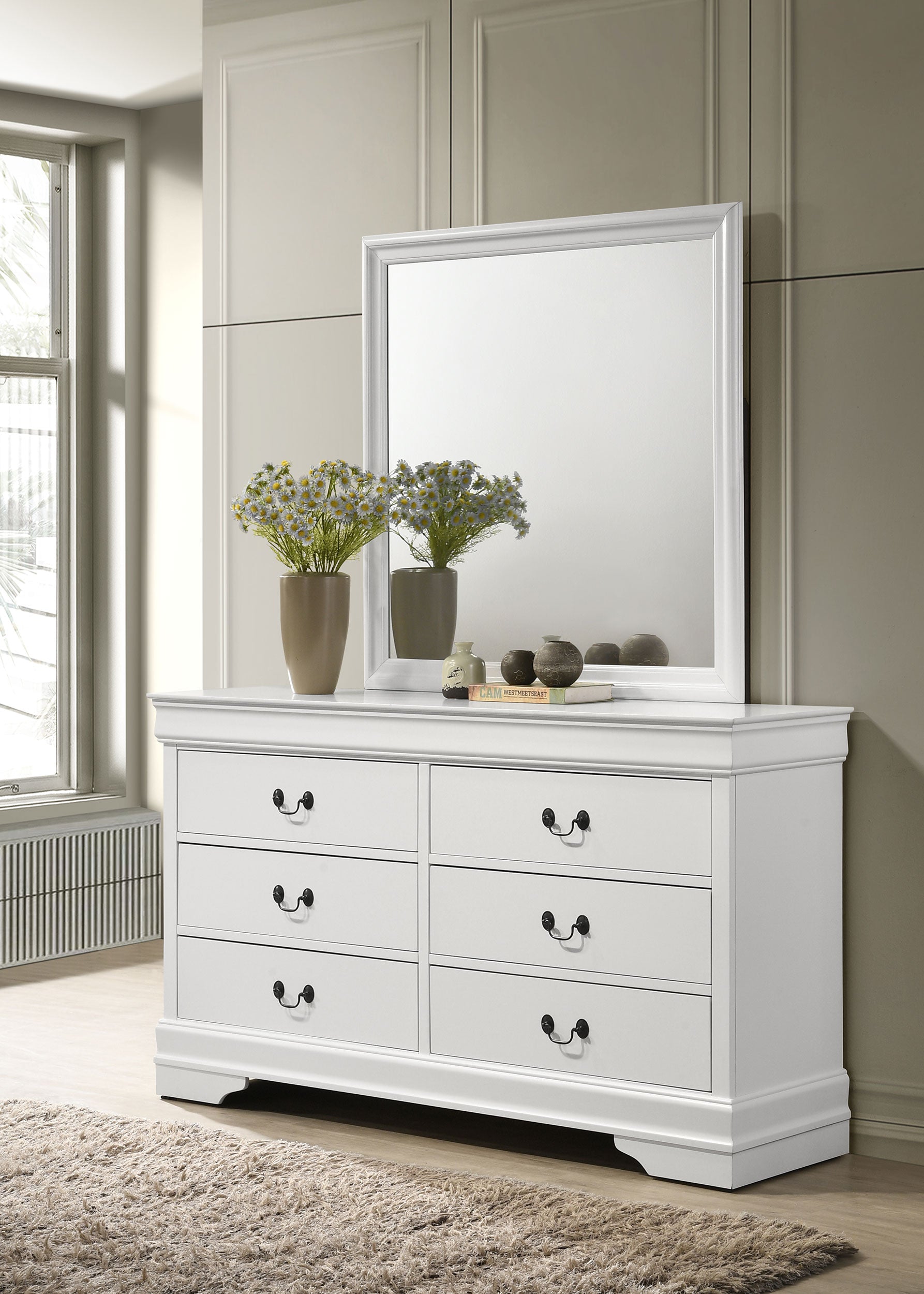 Louis Philippe Dresser with Mirror - Ideal Furniture (Fresno,CA) 