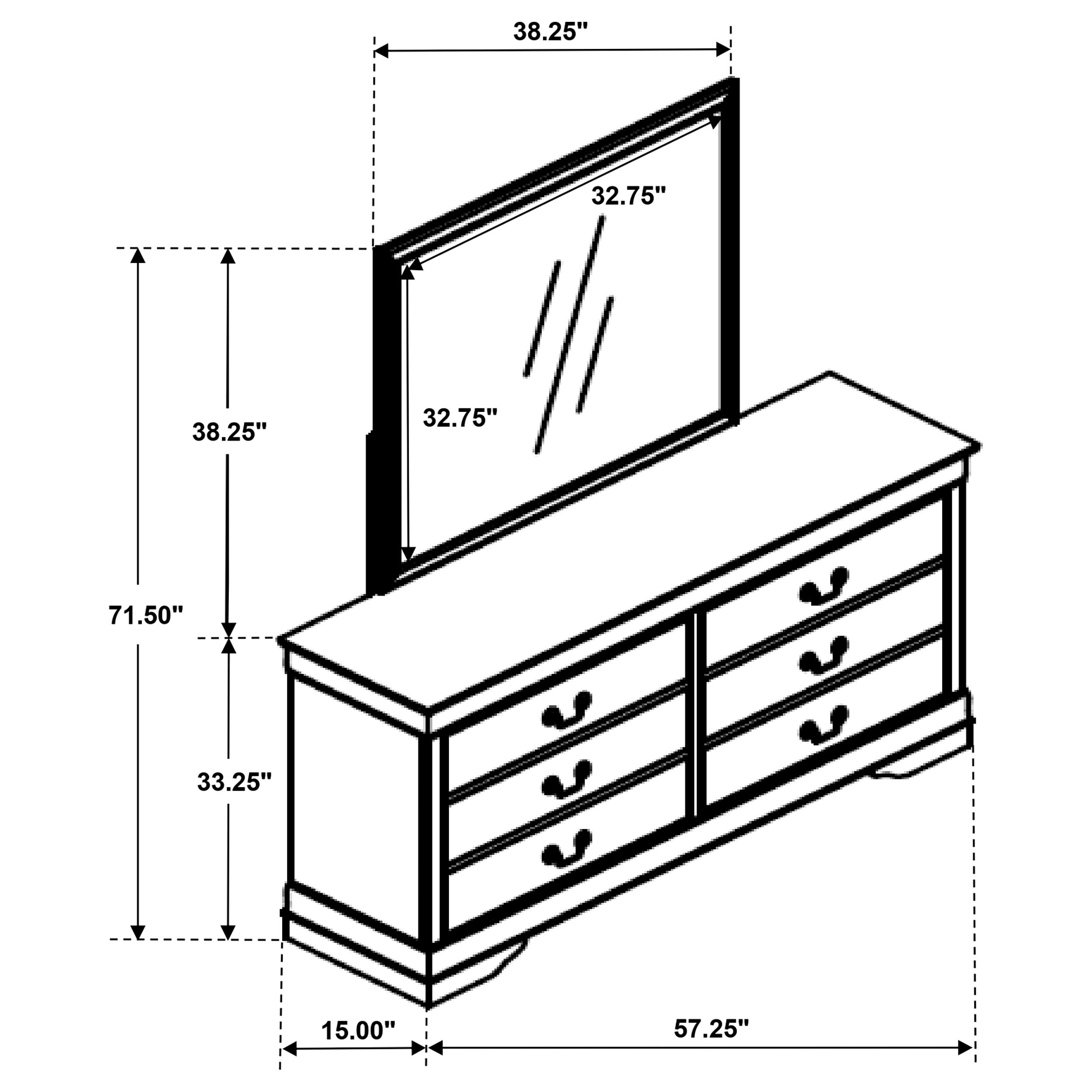 Louis Philippe Dresser with Mirror - Ideal Furniture (Fresno,CA) 