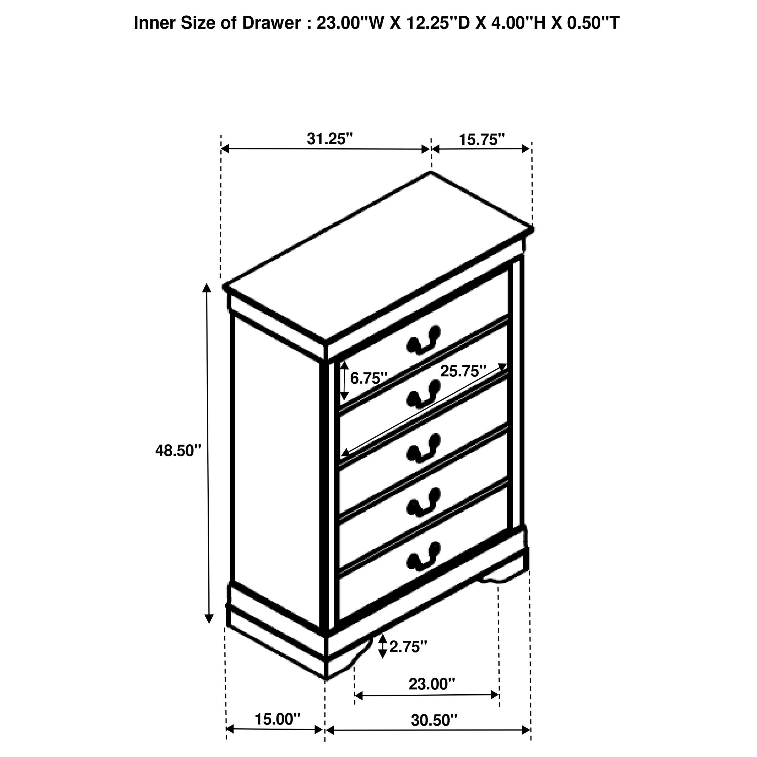 Louis Philippe 5-drawer Bedroom Chest White - Ideal Furniture (Fresno,CA) 