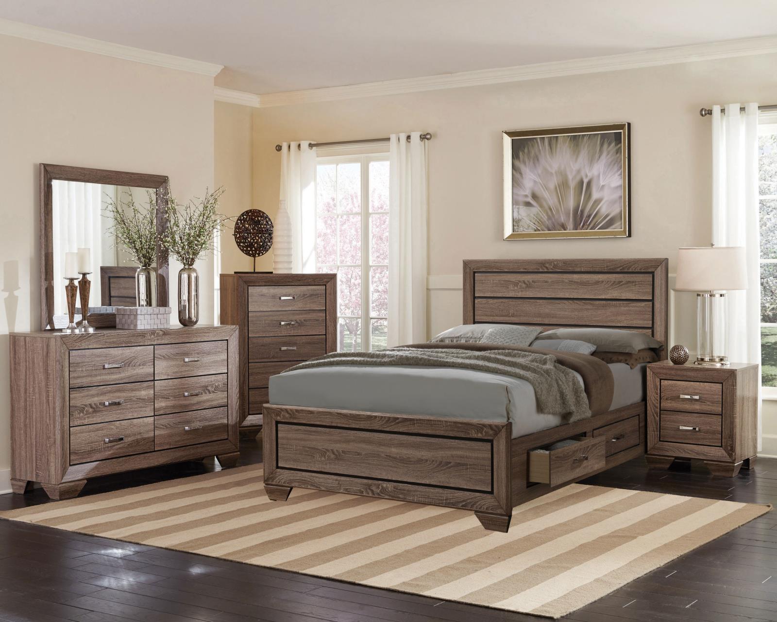 Kauffman Storage Bedroom Set with High Straight Headboard - Ideal Furniture (Fresno,CA) 