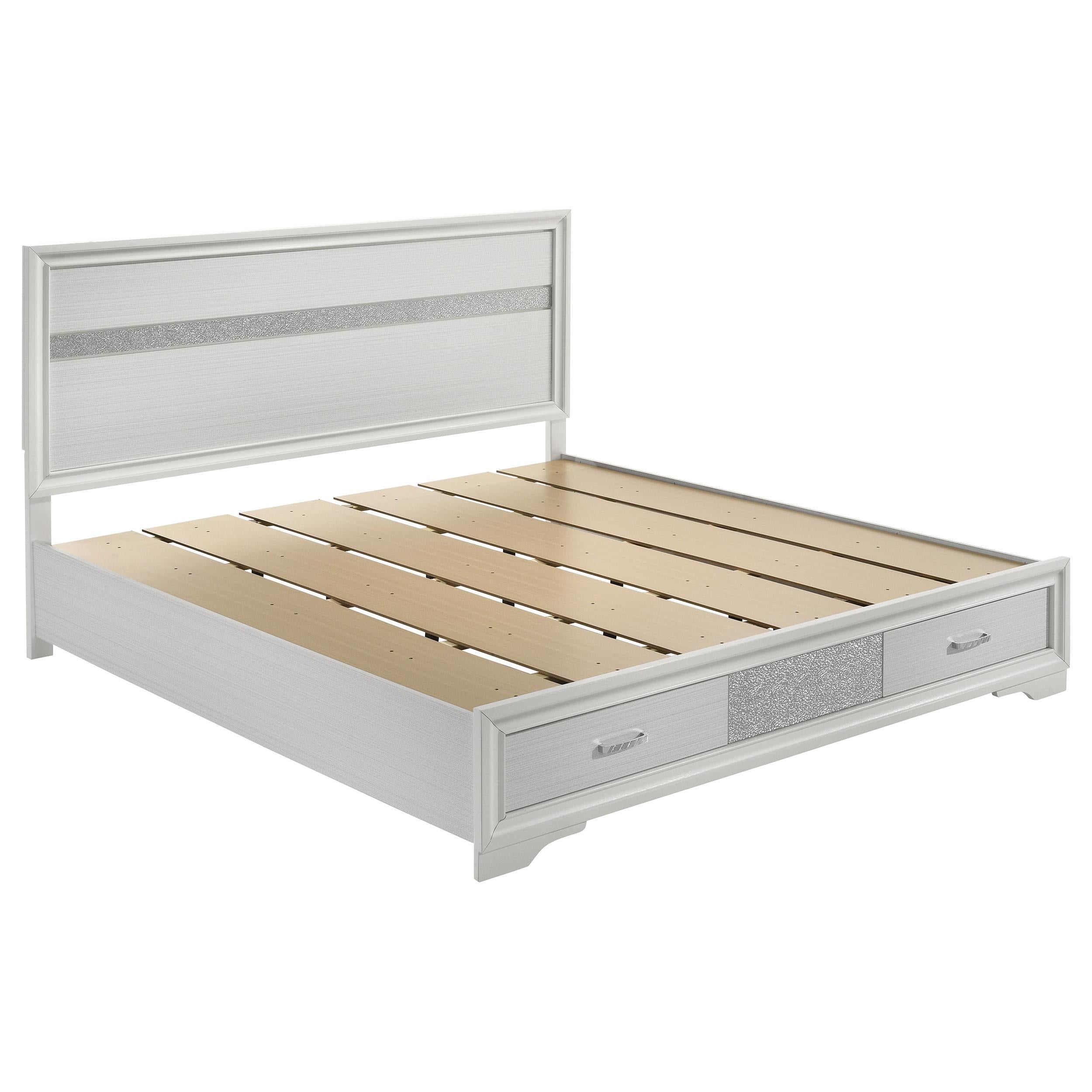 Miranda California King. E.King, & Queen 2-drawer Storage Bed Black & White - Ideal Furniture (Fresno,CA) 