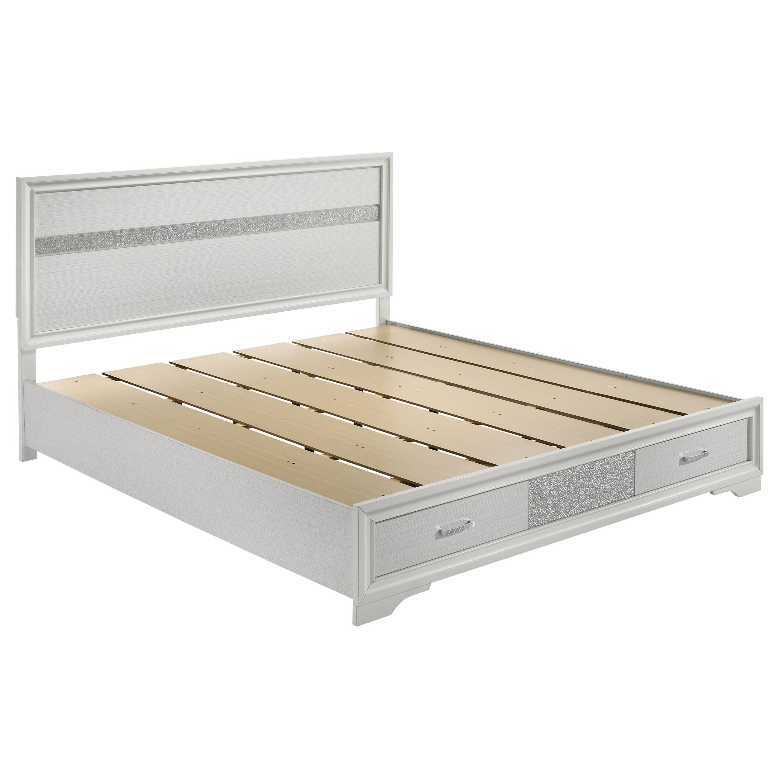 Miranda California King. E.King, & Queen 2-drawer Storage Bed Black & White - Ideal Furniture (Fresno,CA) 