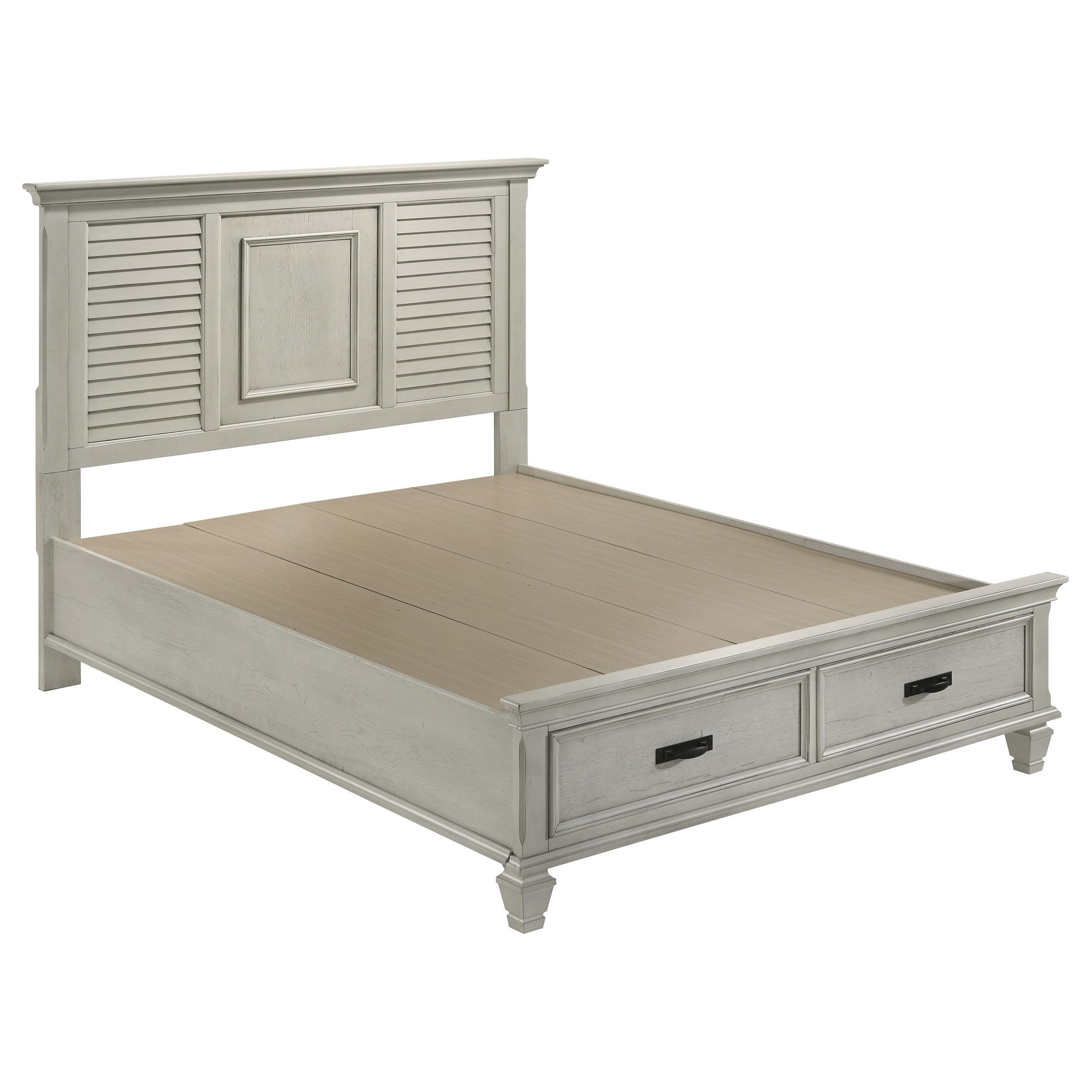 Franco Eastern King & Queen Storage Bed Antique White - Ideal Furniture (Fresno,CA) 