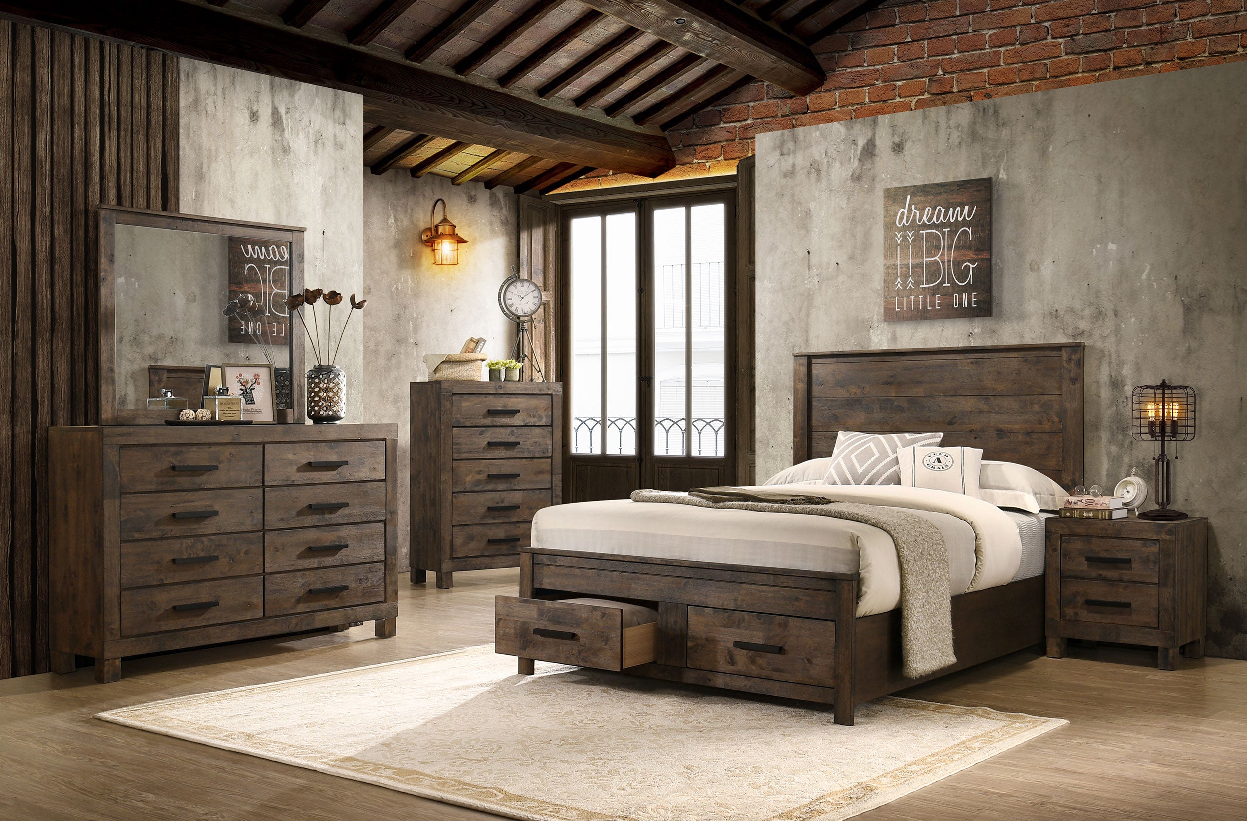 Woodmont 4 & 5 Piece E.King, Queen, & Cal;.King Bedroom Sets - Ideal Furniture (Fresno,CA) 
