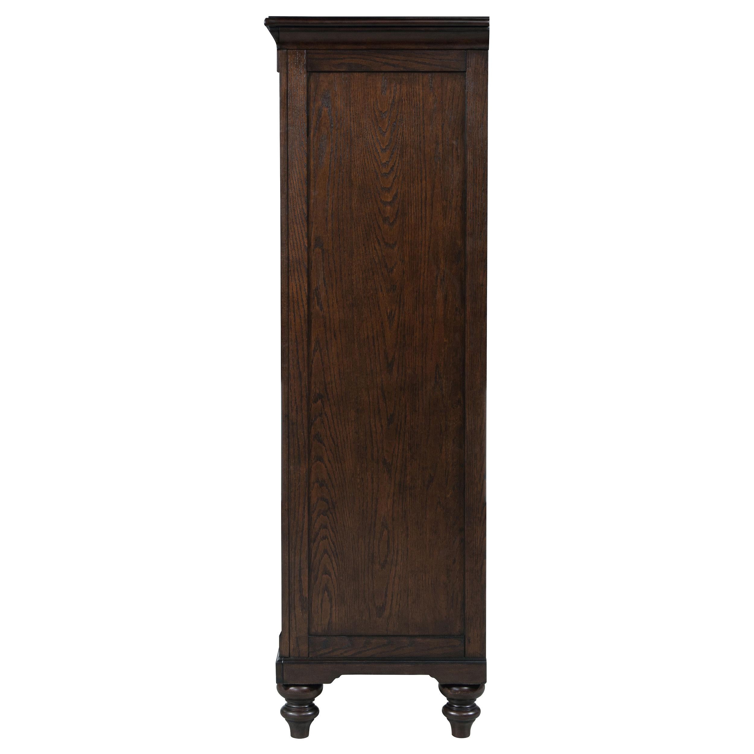 Andover 6-drawer Tempered Glass Door Chest Dark Oak - Ideal Furniture (Fresno,CA) 